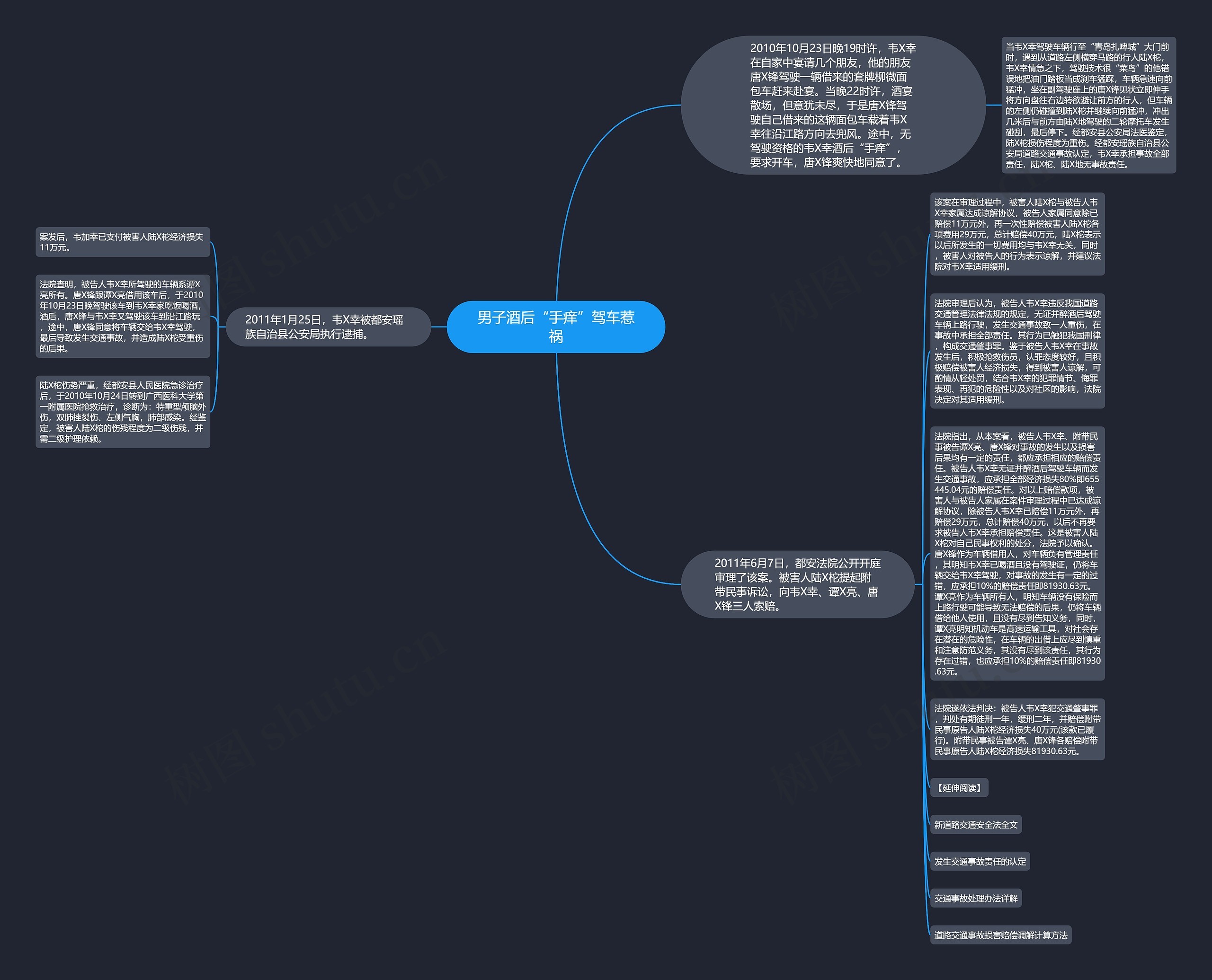 男子酒后“手痒”驾车惹祸思维导图