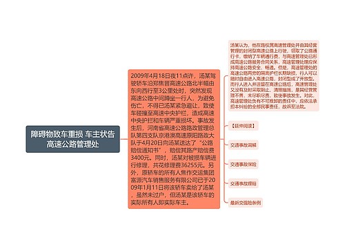 障碍物致车重损 车主状告高速公路管理处