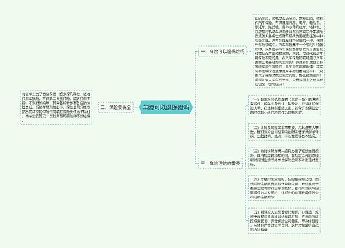 车险可以退保险吗