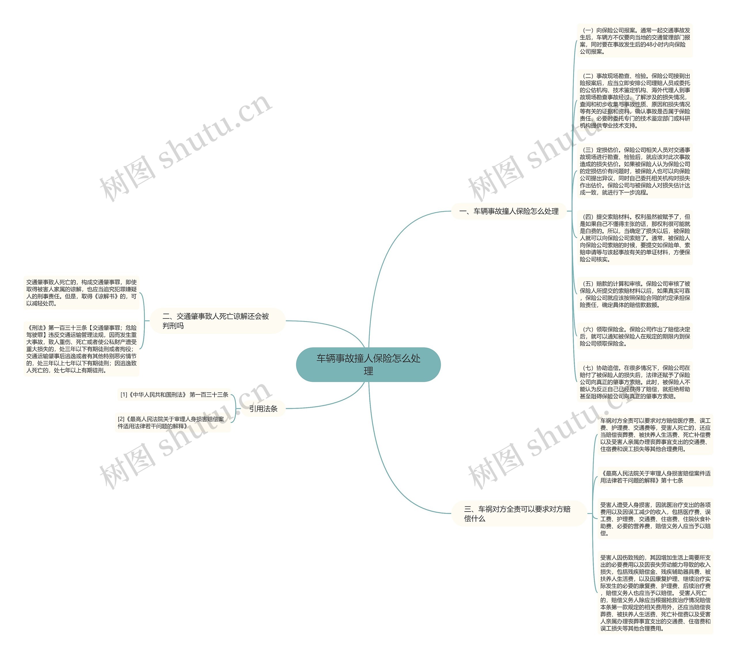 车辆事故撞人保险怎么处理思维导图