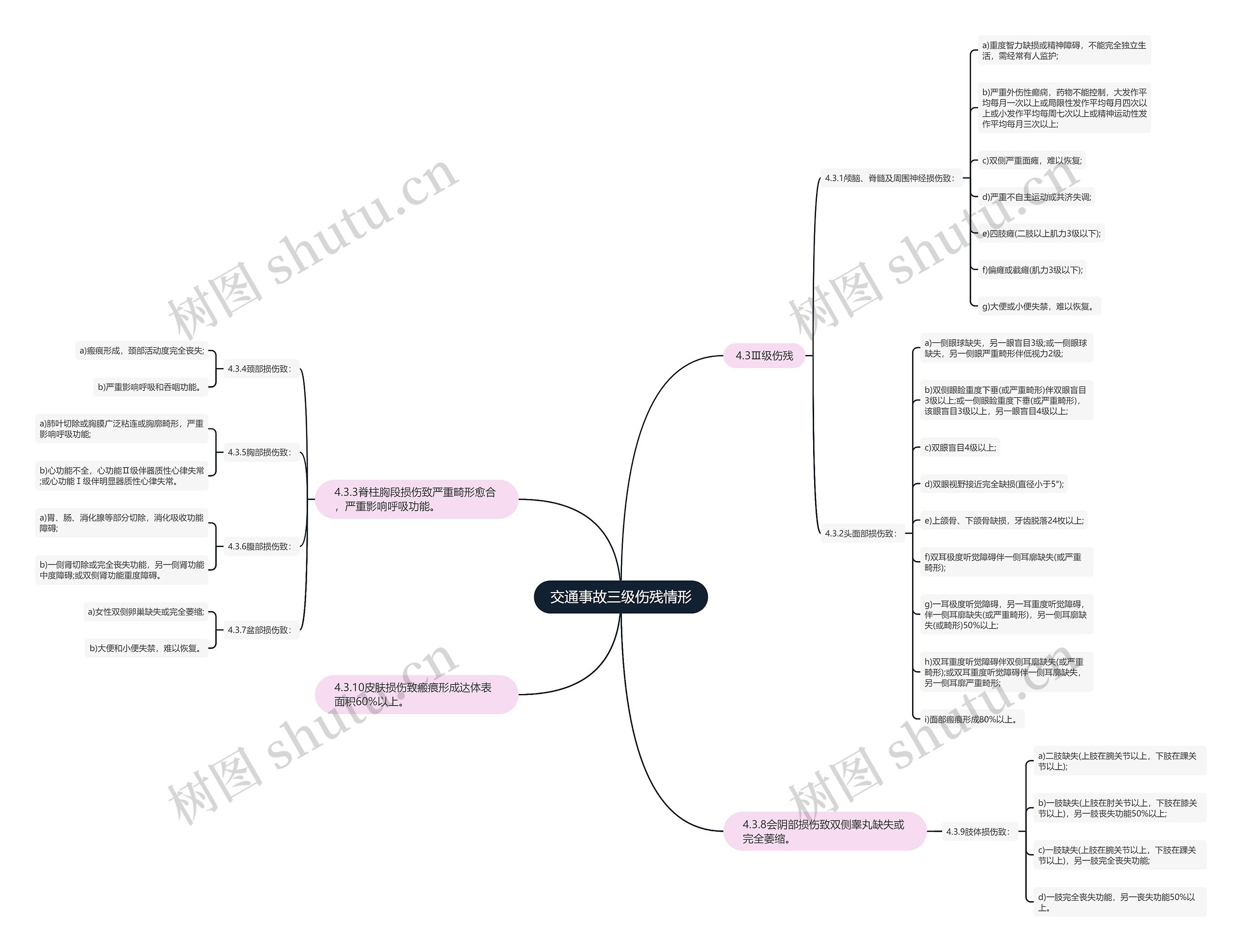 交通事故三级伤残情形思维导图