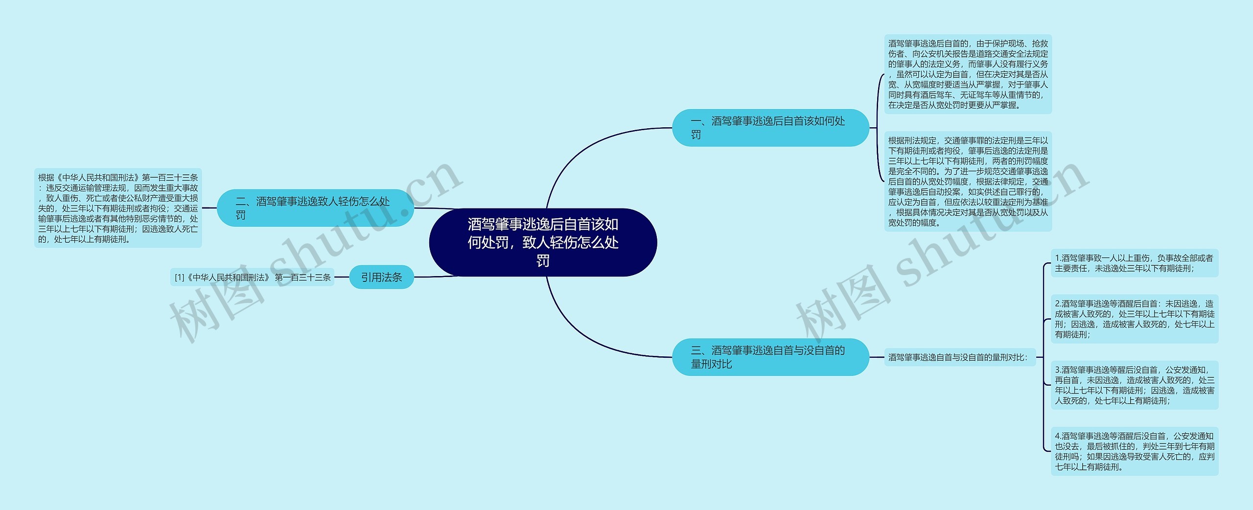 酒驾肇事逃逸后自首该如何处罚，致人轻伤怎么处罚思维导图