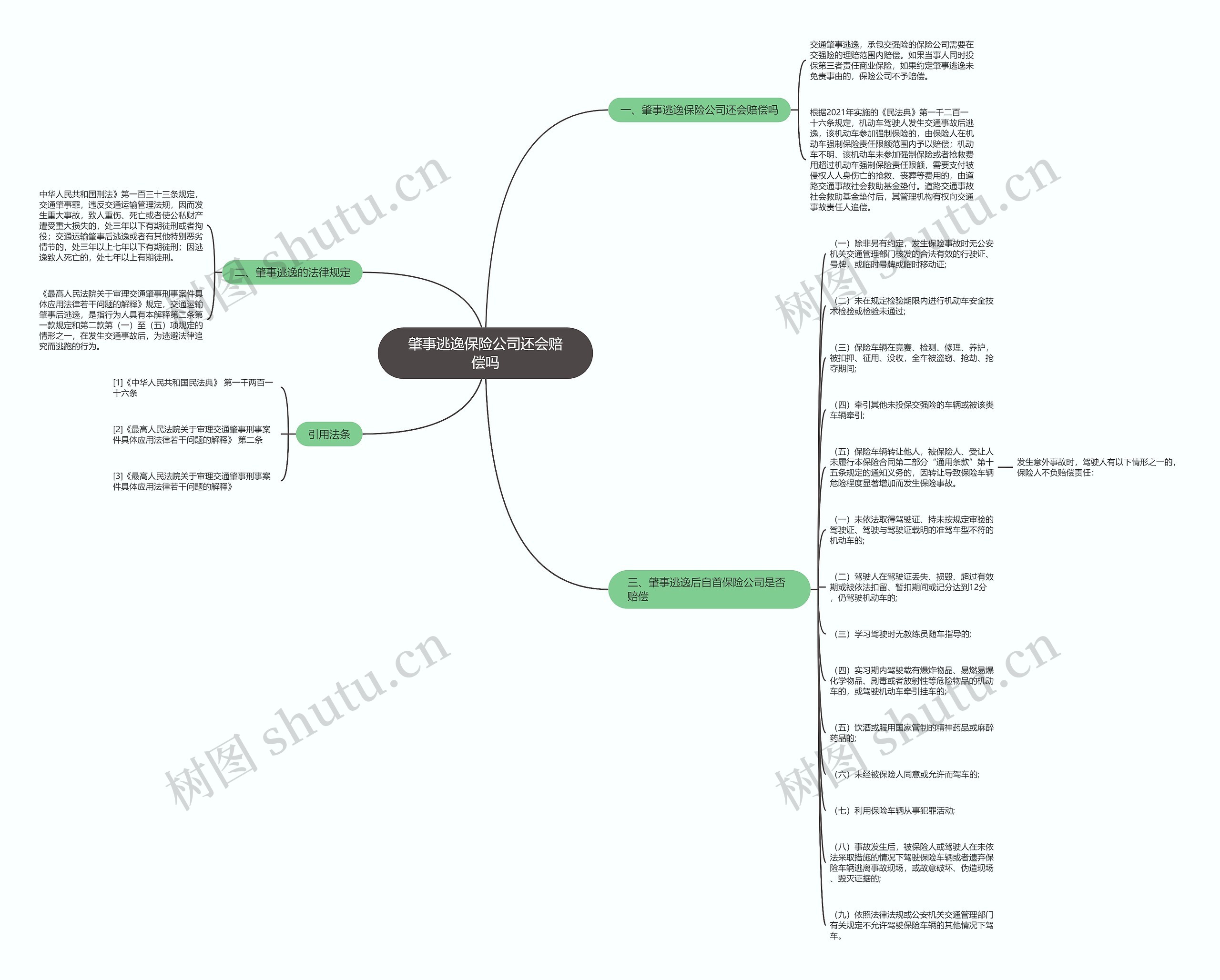 肇事逃逸保险公司还会赔偿吗思维导图