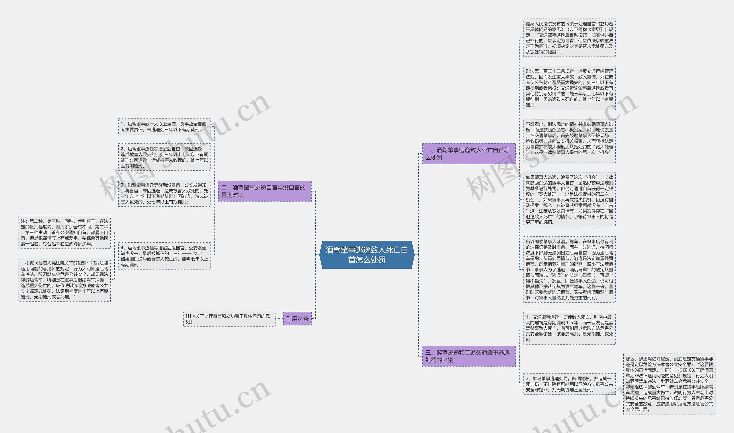 酒驾肇事逃逸致人死亡自首怎么处罚思维导图