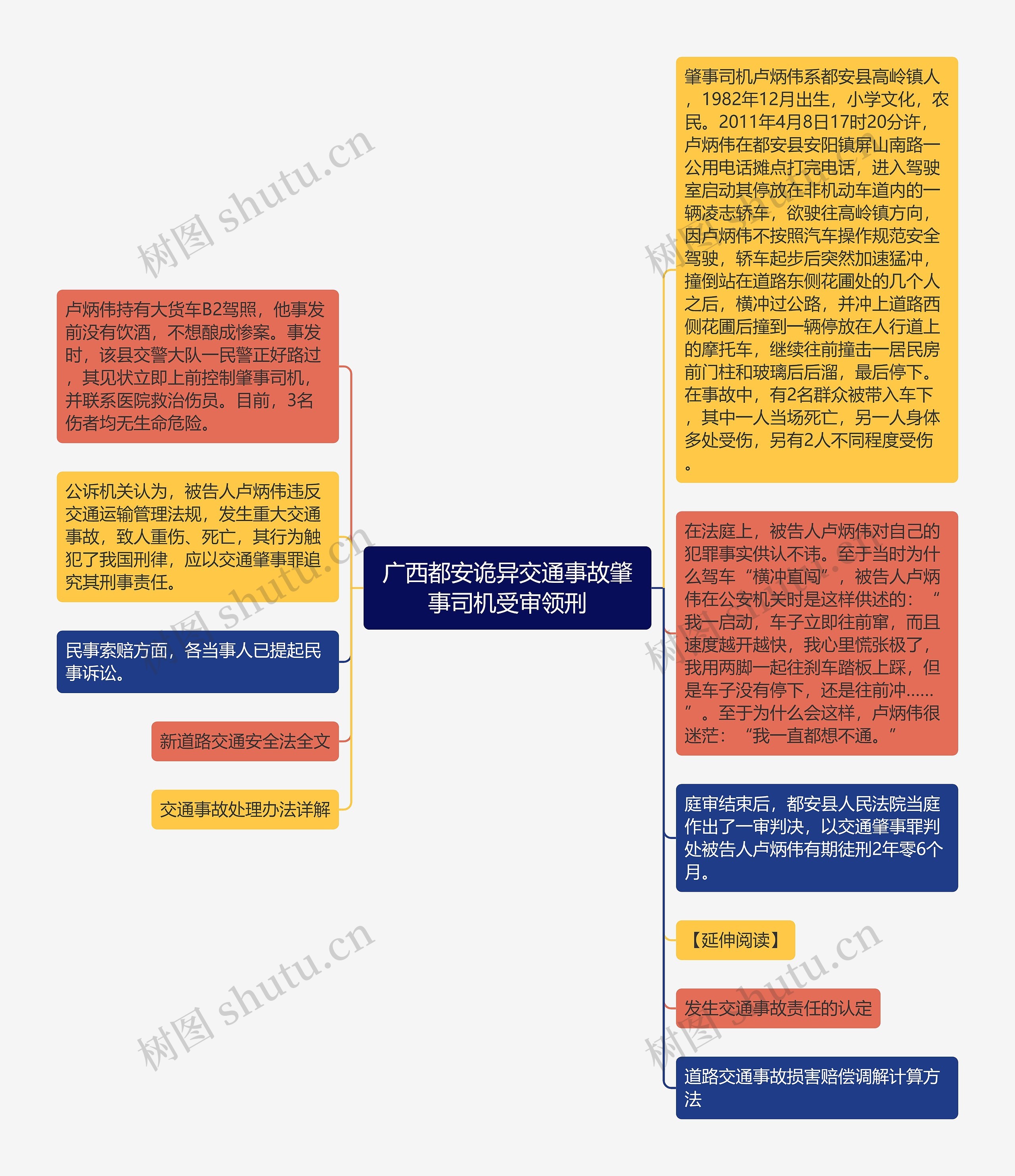 广西都安诡异交通事故肇事司机受审领刑思维导图