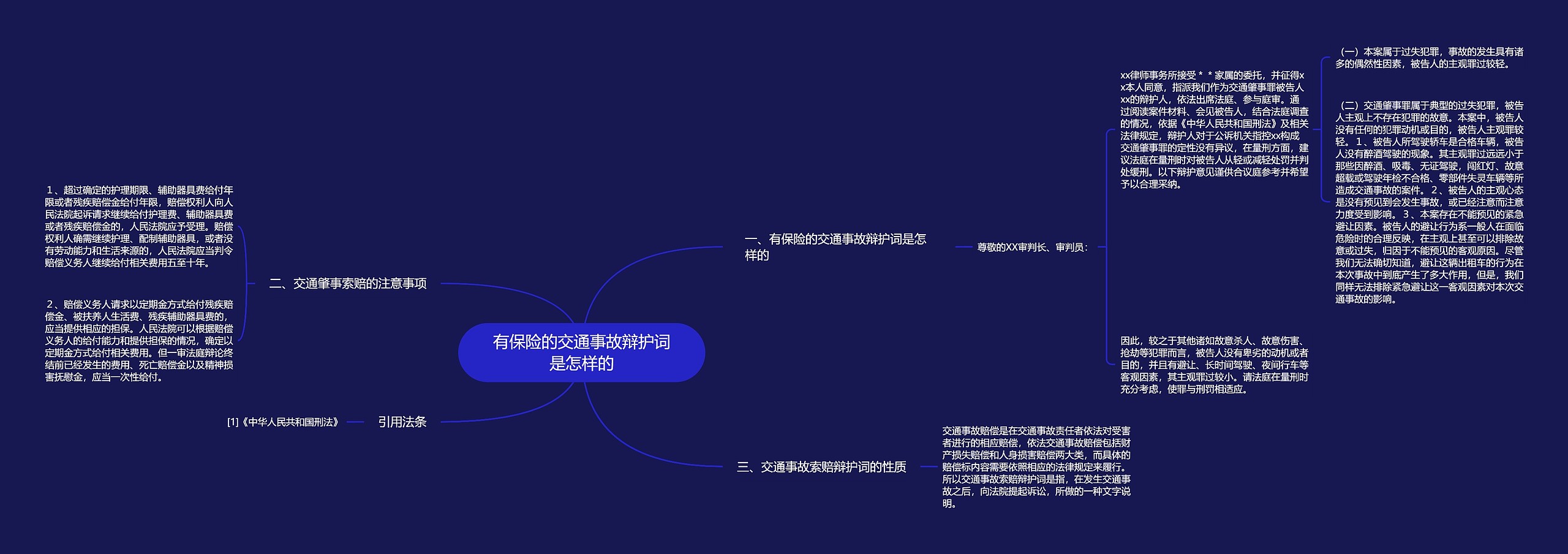 有保险的交通事故辩护词是怎样的