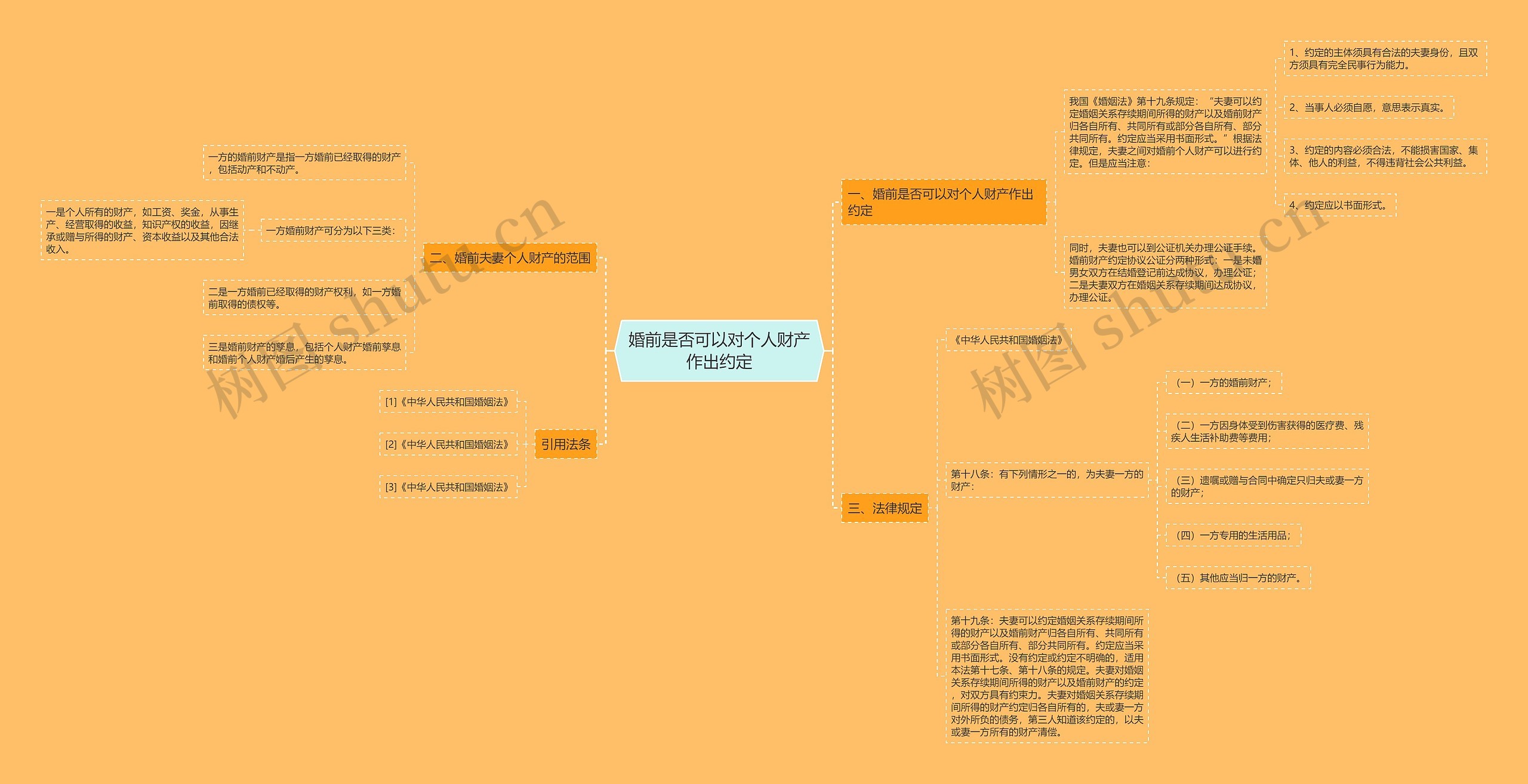 婚前是否可以对个人财产作出约定思维导图