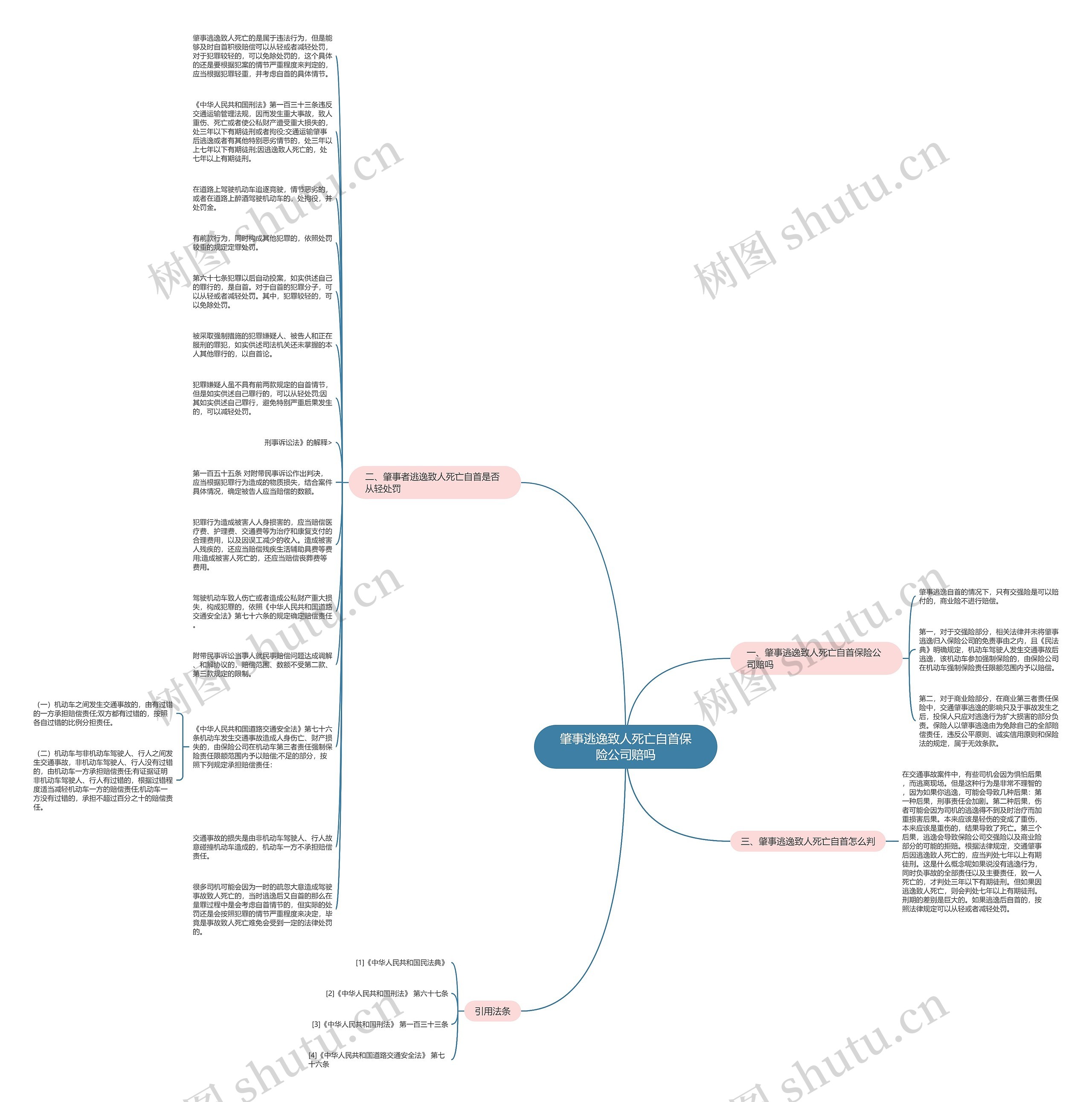 肇事逃逸致人死亡自首保险公司赔吗思维导图