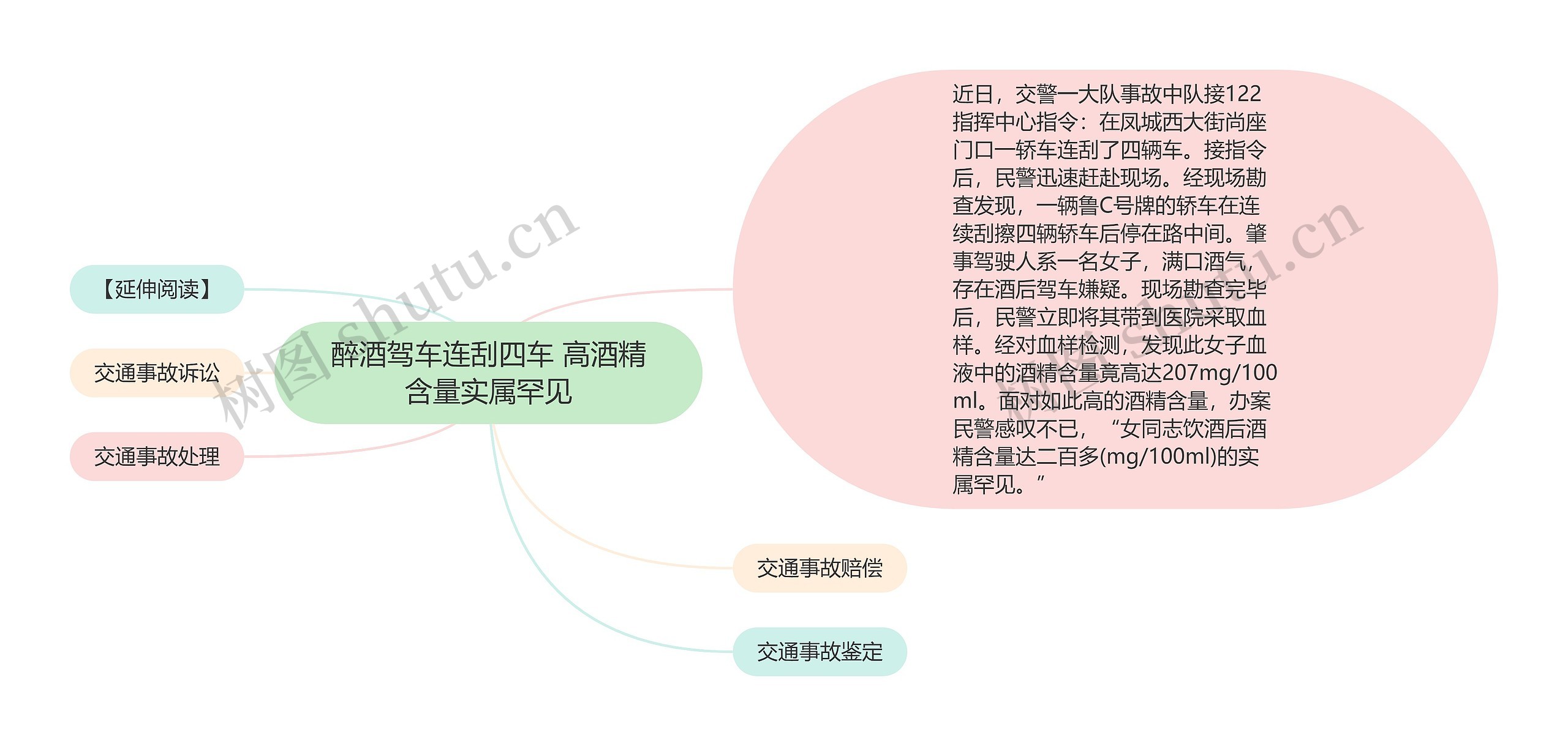 醉酒驾车连刮四车 高酒精含量实属罕见思维导图