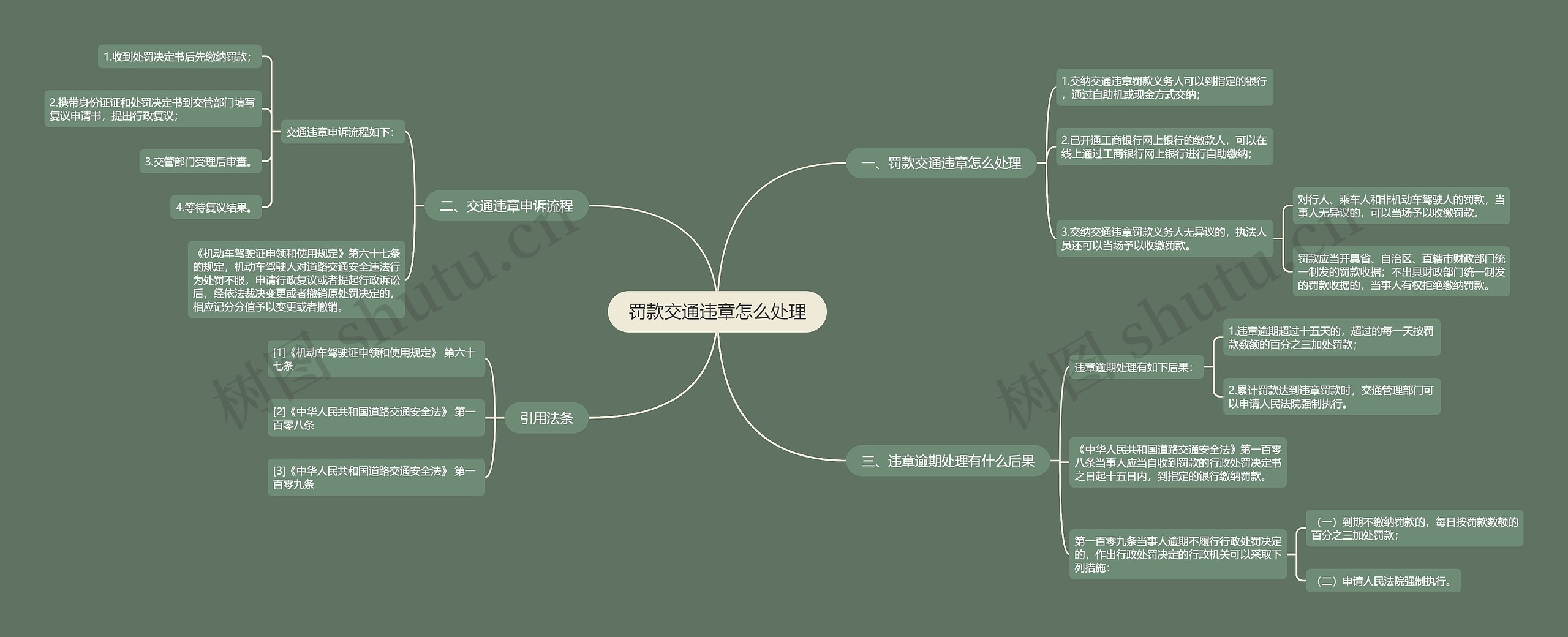 罚款交通违章怎么处理思维导图