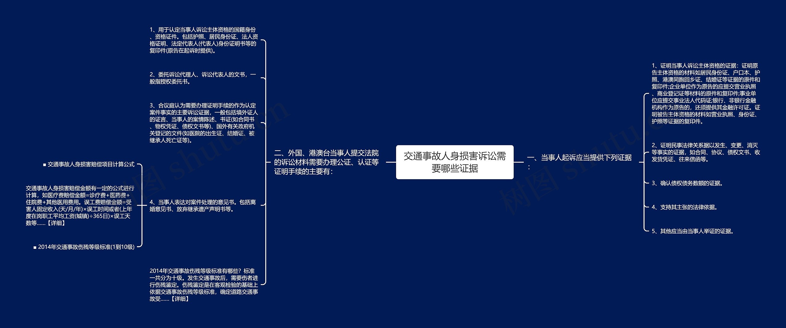 交通事故人身损害诉讼需要哪些证据思维导图