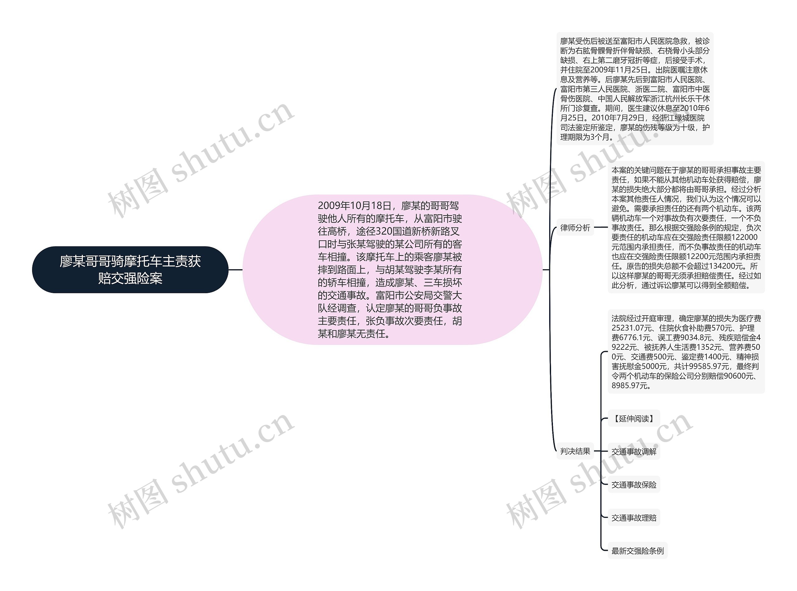 廖某哥哥骑摩托车主责获赔交强险案