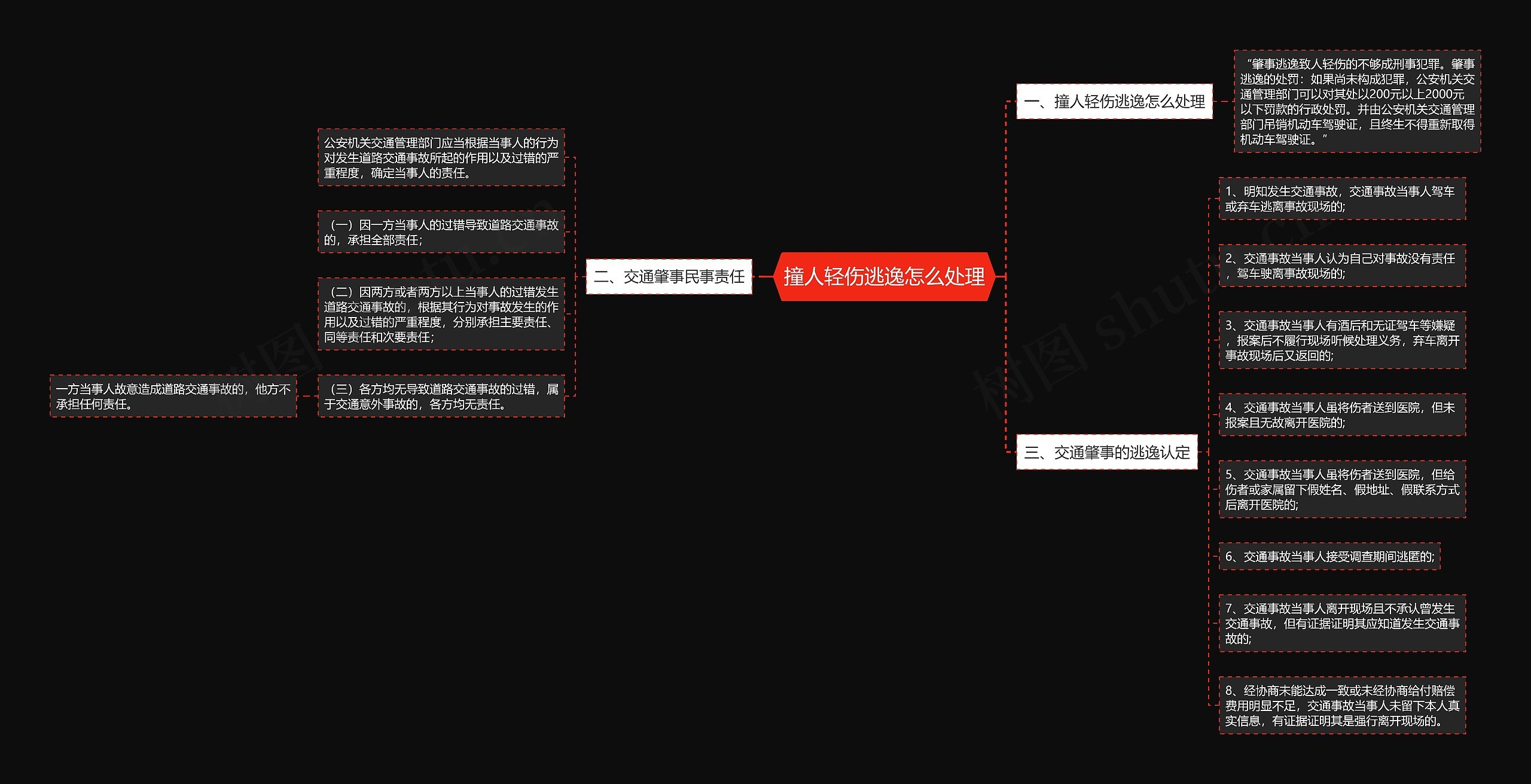 撞人轻伤逃逸怎么处理思维导图