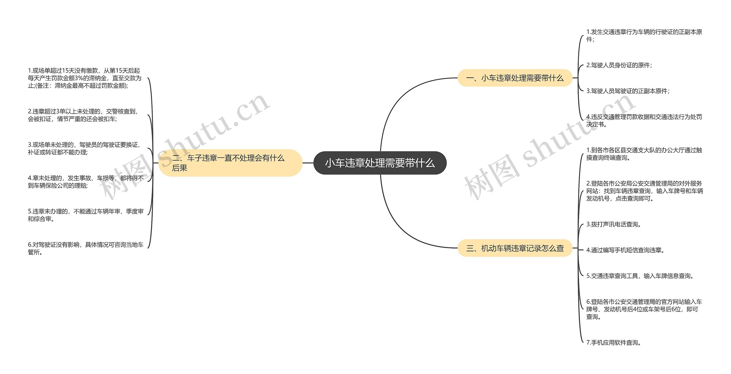 小车违章处理需要带什么思维导图