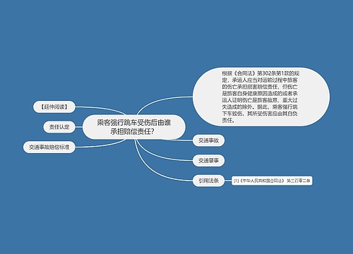 乘客强行跳车受伤后由谁承担赔偿责任？