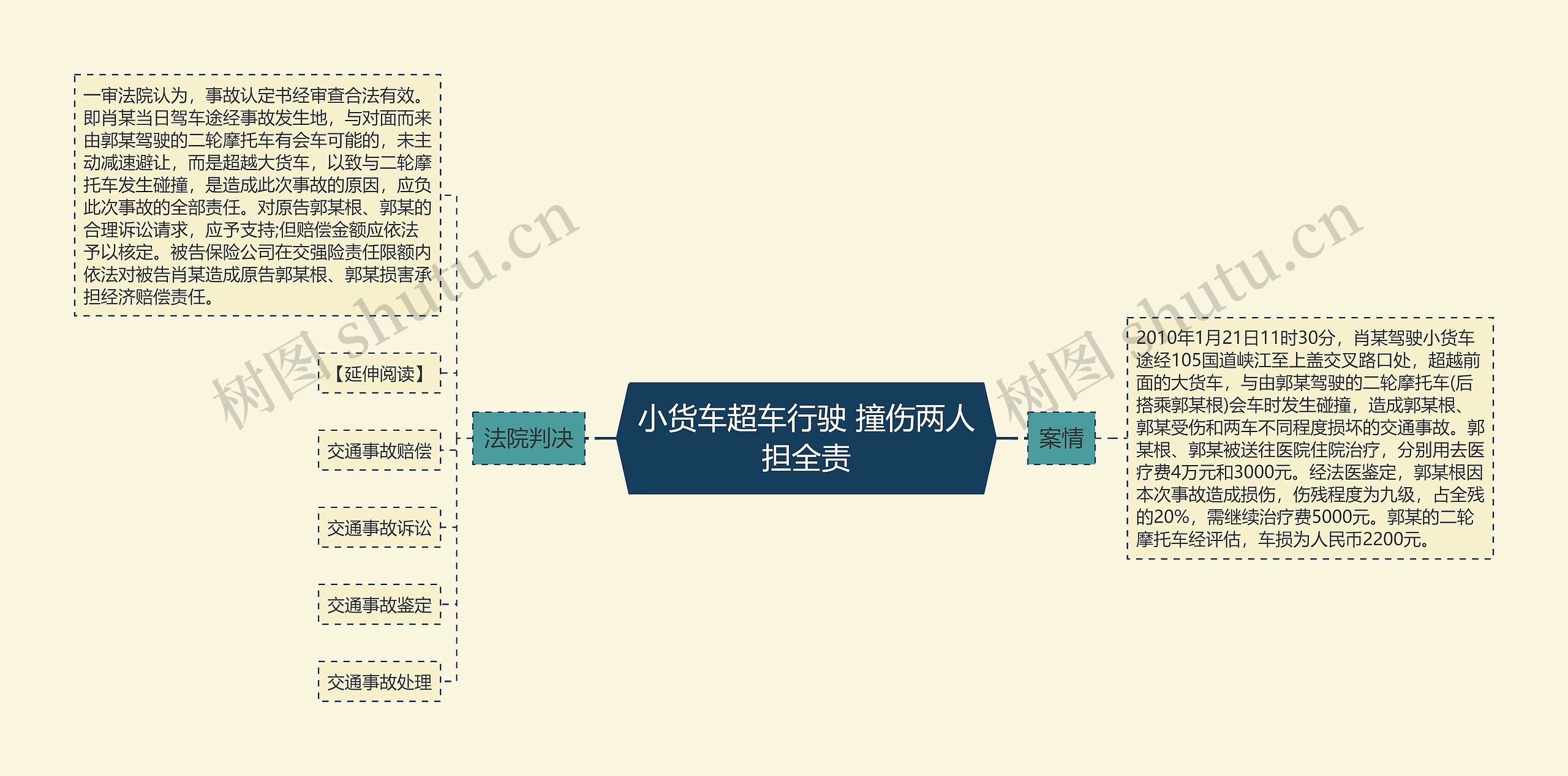 小货车超车行驶 撞伤两人担全责思维导图