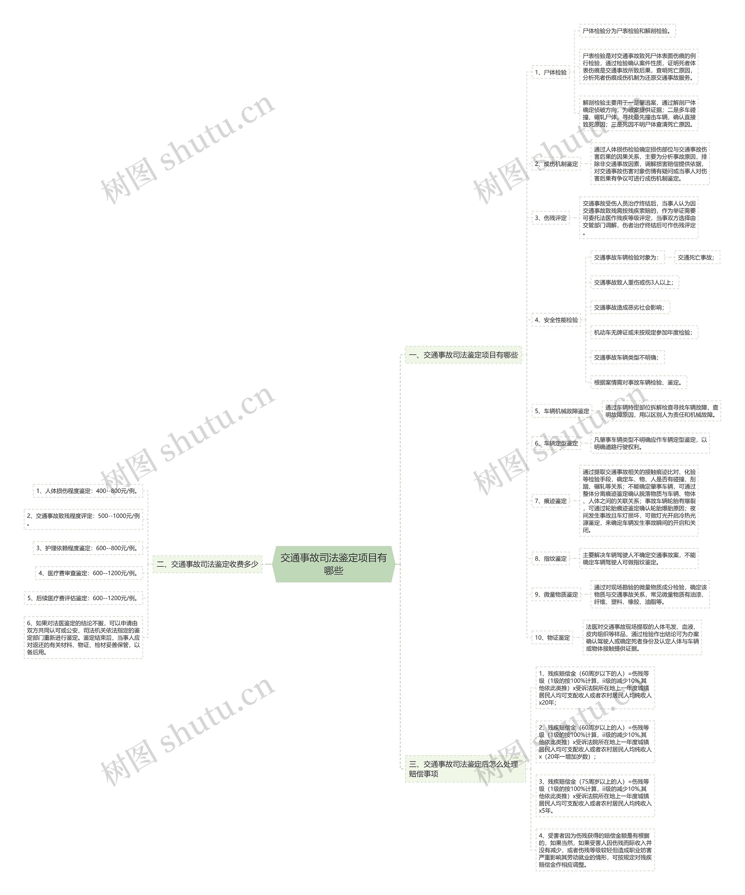 交通事故司法鉴定项目有哪些思维导图