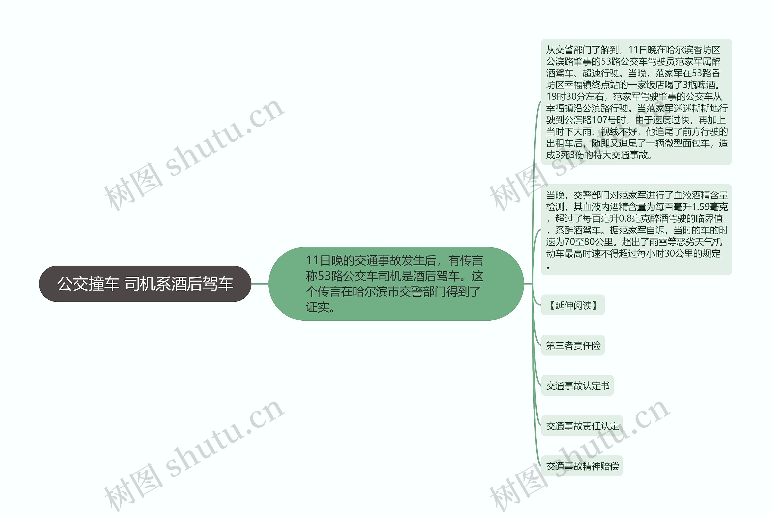 公交撞车 司机系酒后驾车思维导图