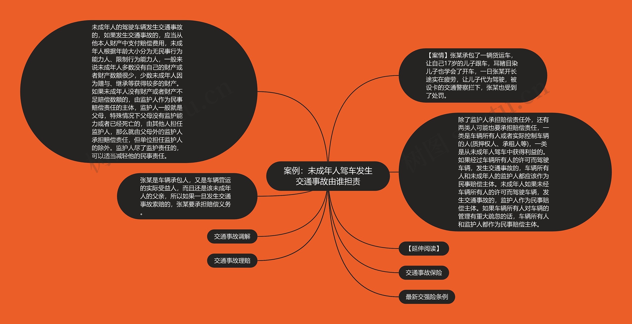 案例：未成年人驾车发生交通事故由谁担责思维导图