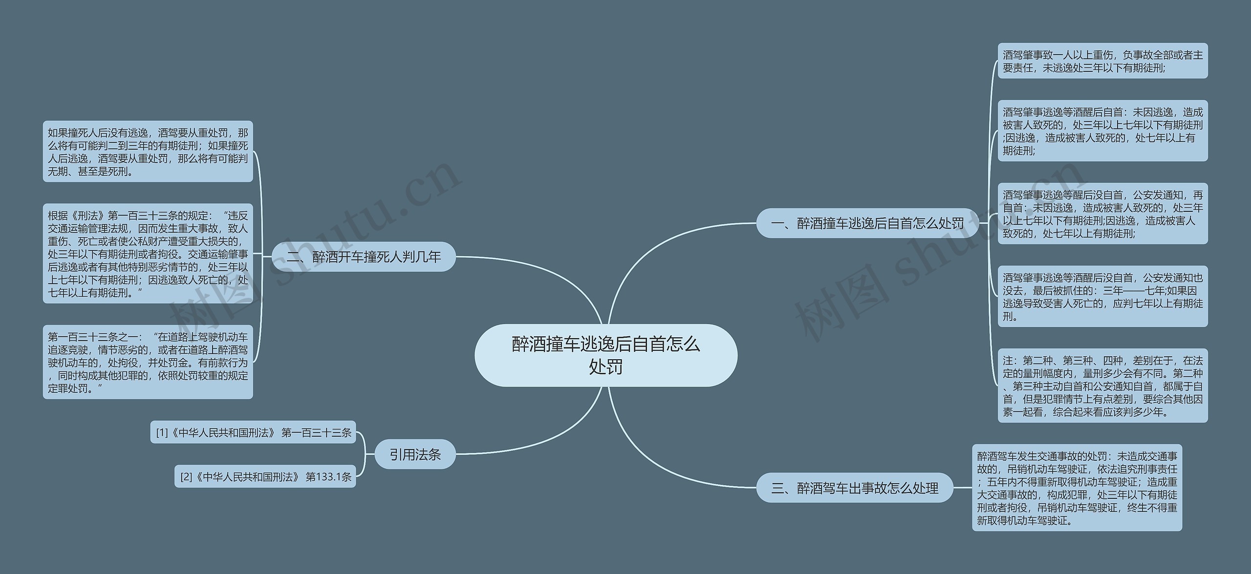 醉酒撞车逃逸后自首怎么处罚思维导图