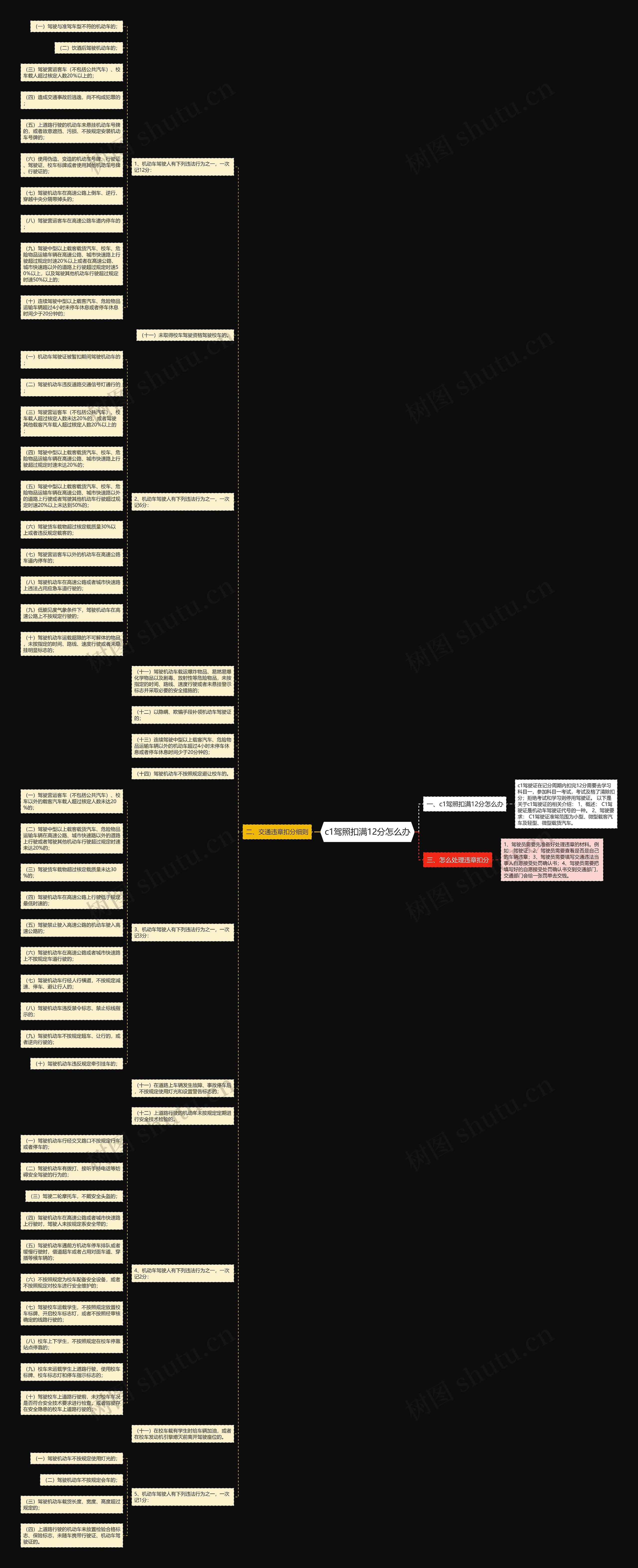 c1驾照扣满12分怎么办思维导图