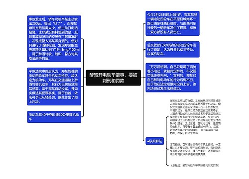 醉驾开电动车肇事，要被判刑和罚款