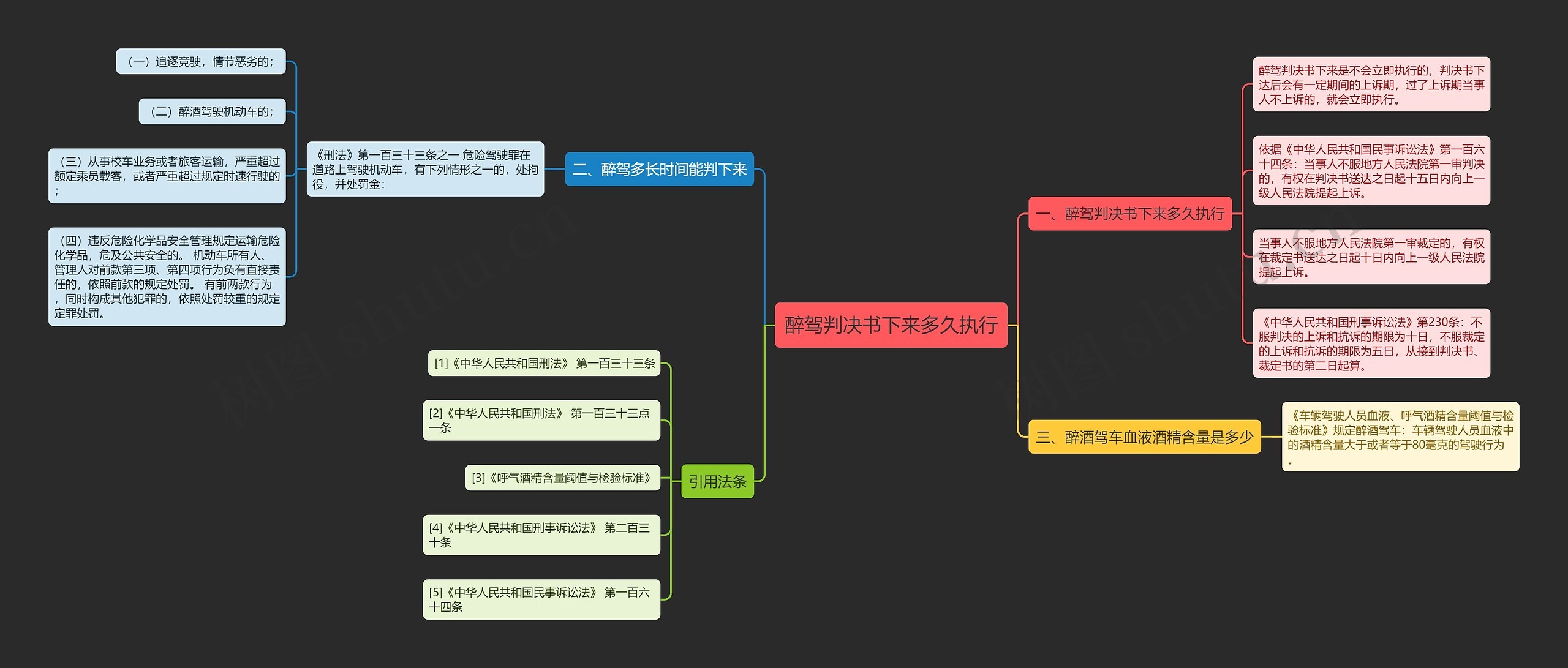 醉驾判决书下来多久执行思维导图
