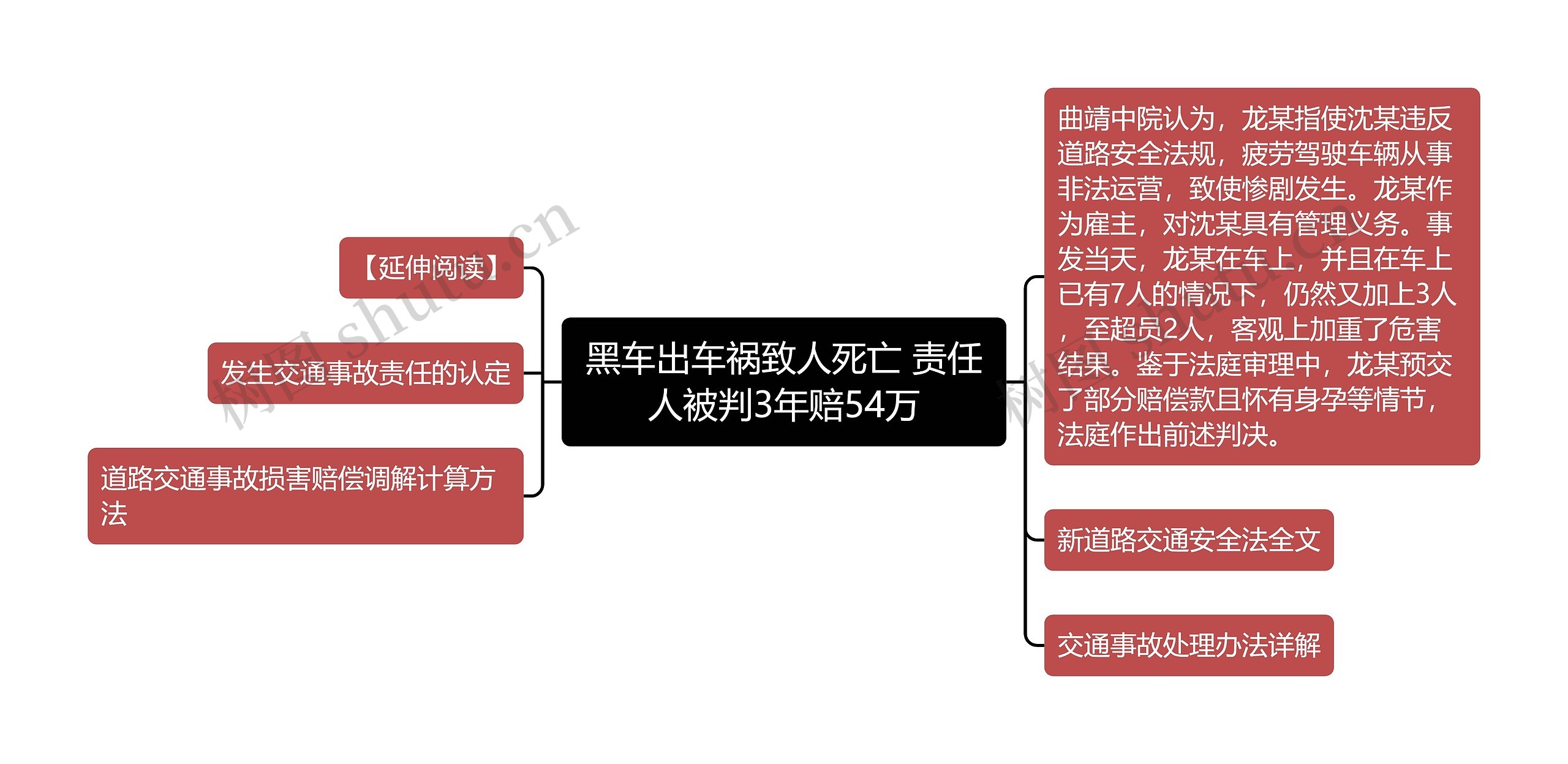 黑车出车祸致人死亡 责任人被判3年赔54万思维导图