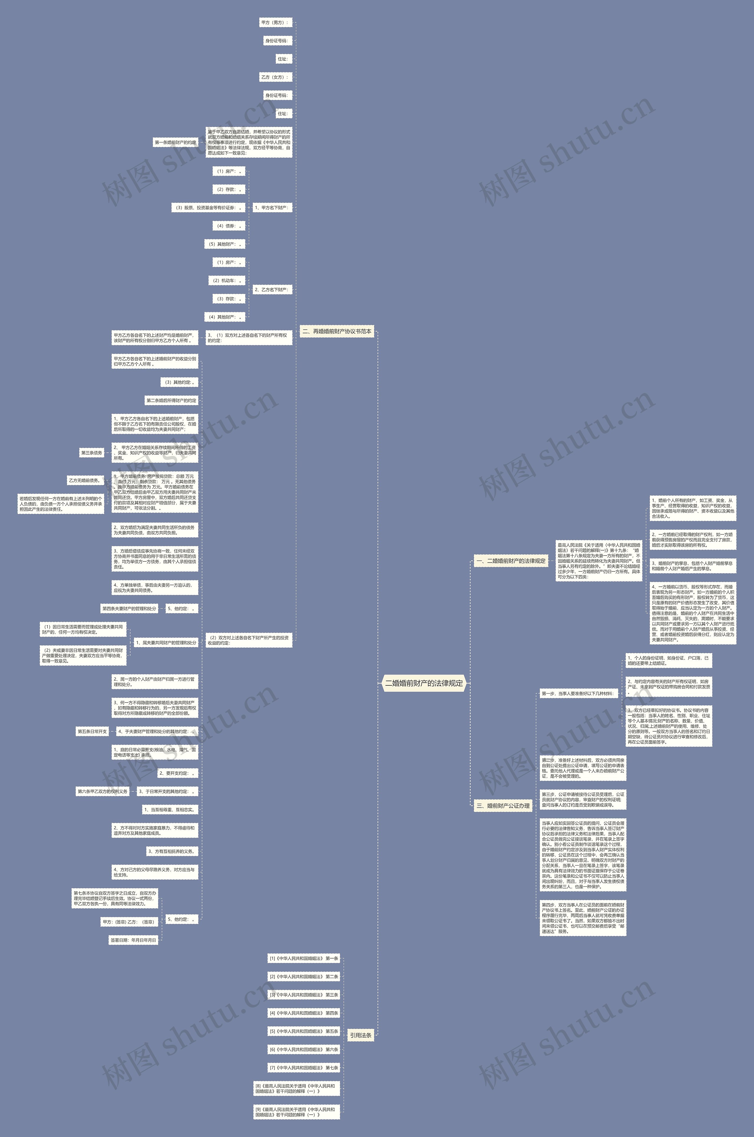 二婚婚前财产的法律规定思维导图