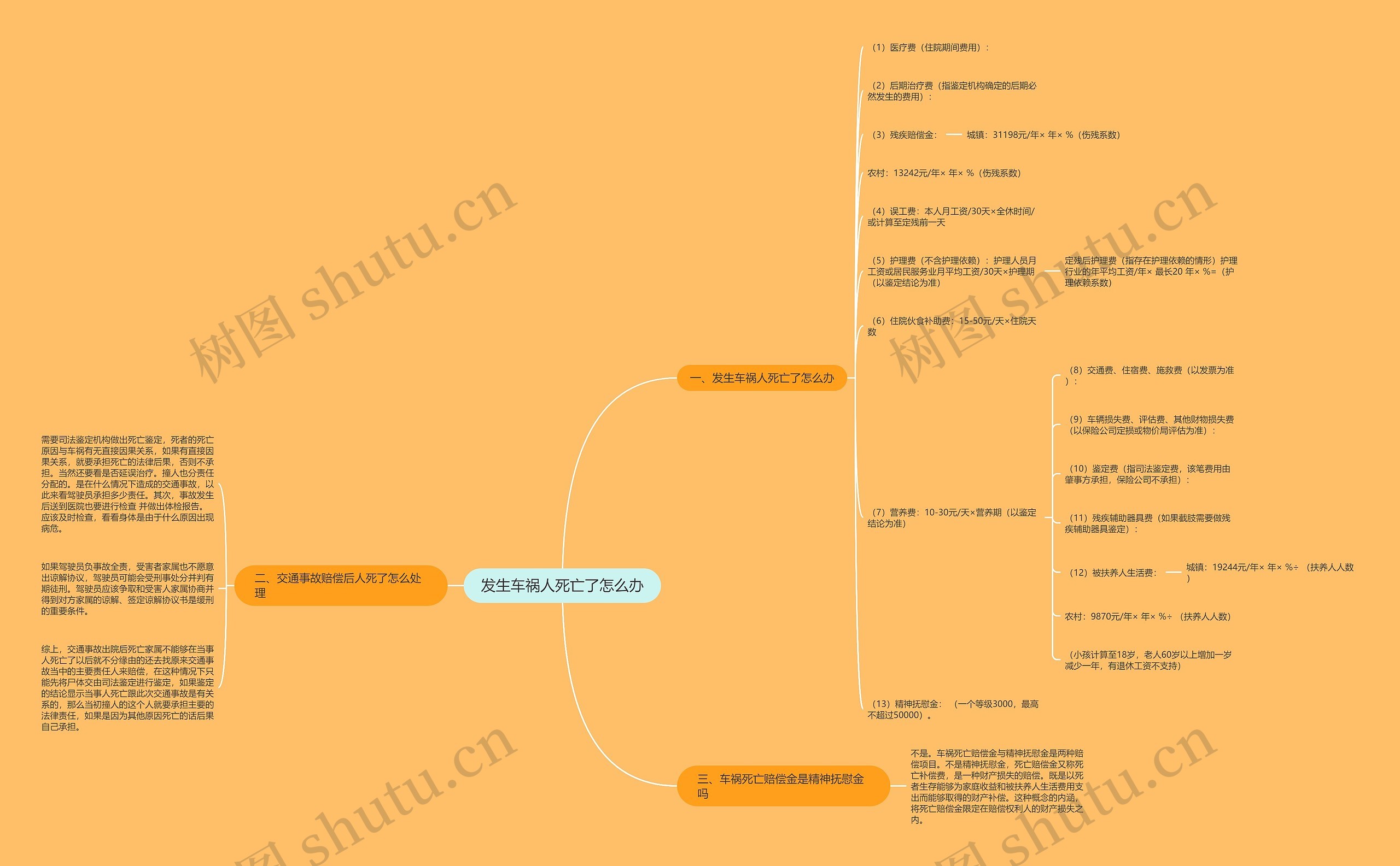 发生车祸人死亡了怎么办思维导图