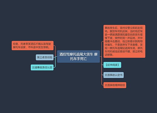 酒后驾摩托追尾大货车 摩托车手死亡