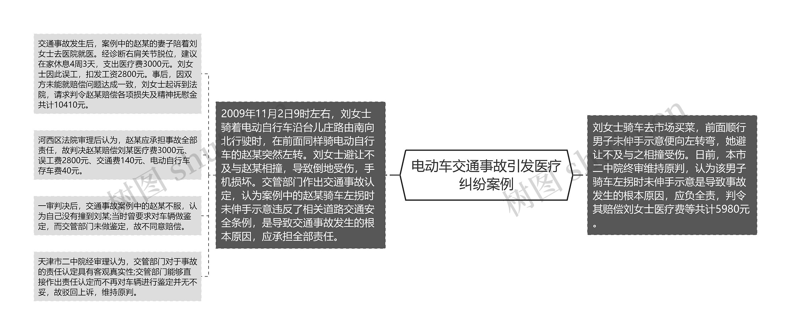 电动车交通事故引发医疗纠纷案例思维导图