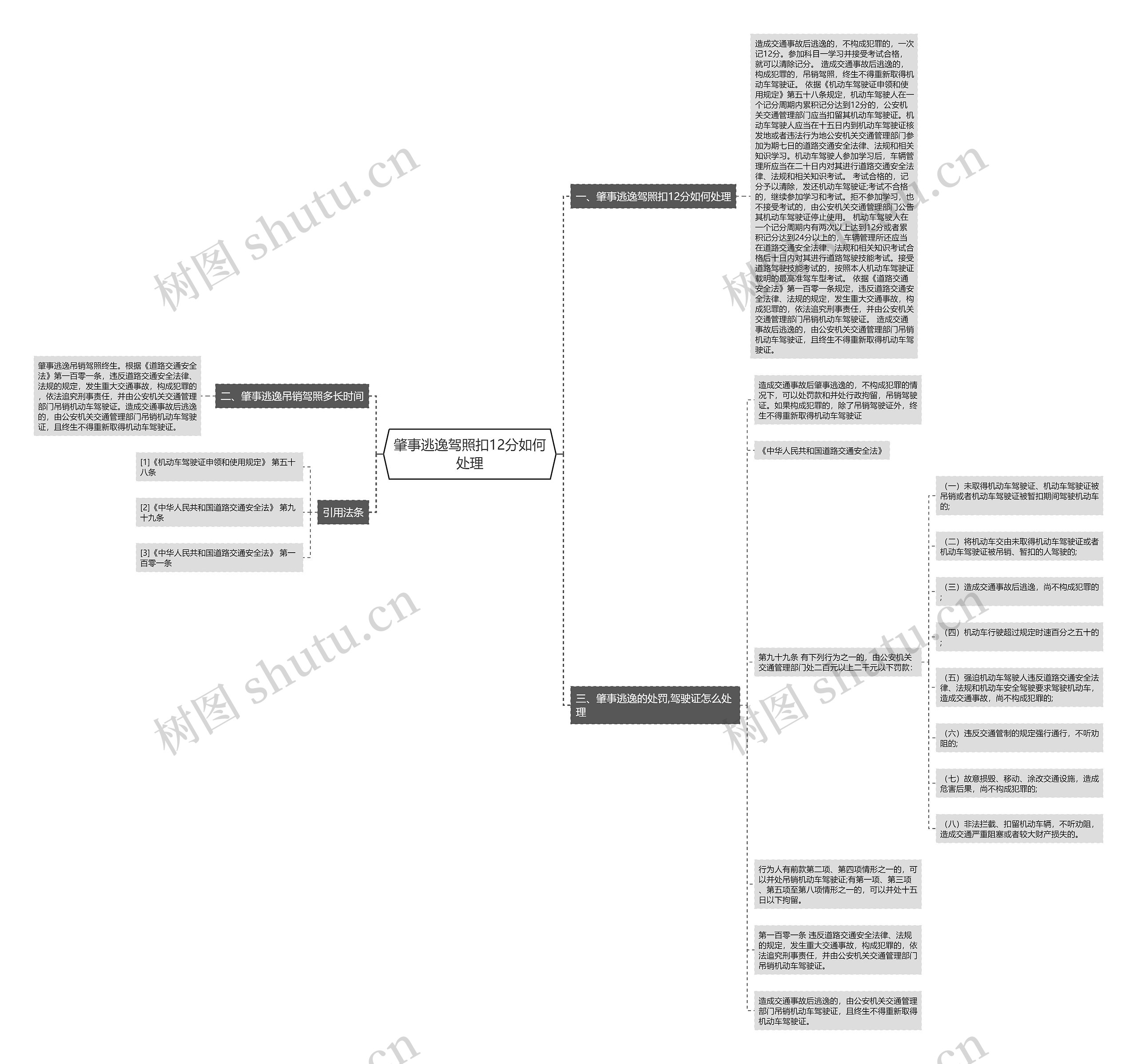 肇事逃逸驾照扣12分如何处理思维导图