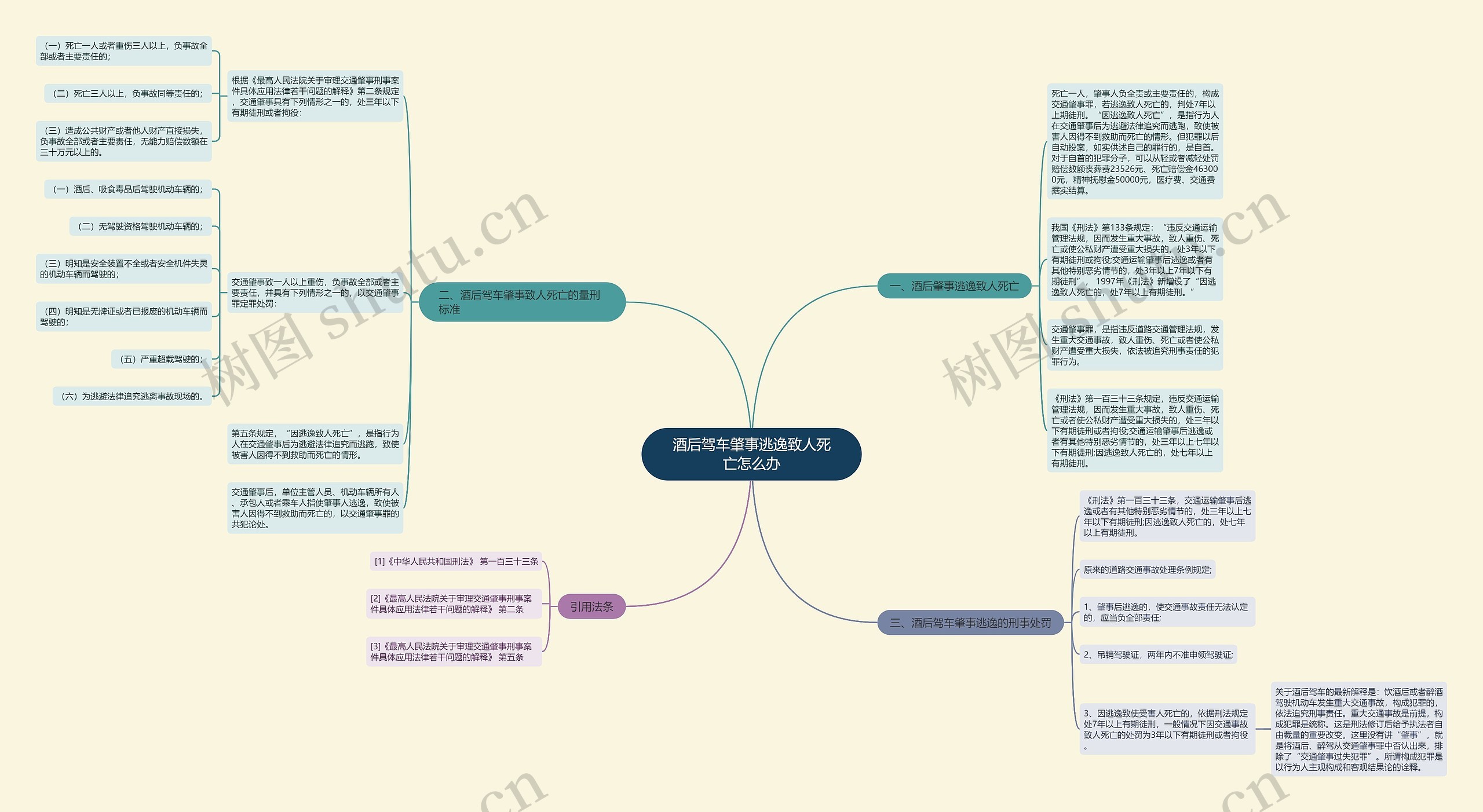酒后驾车肇事逃逸致人死亡怎么办思维导图