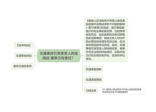 交通事故引发受害人其他病症 肇事方有责任?