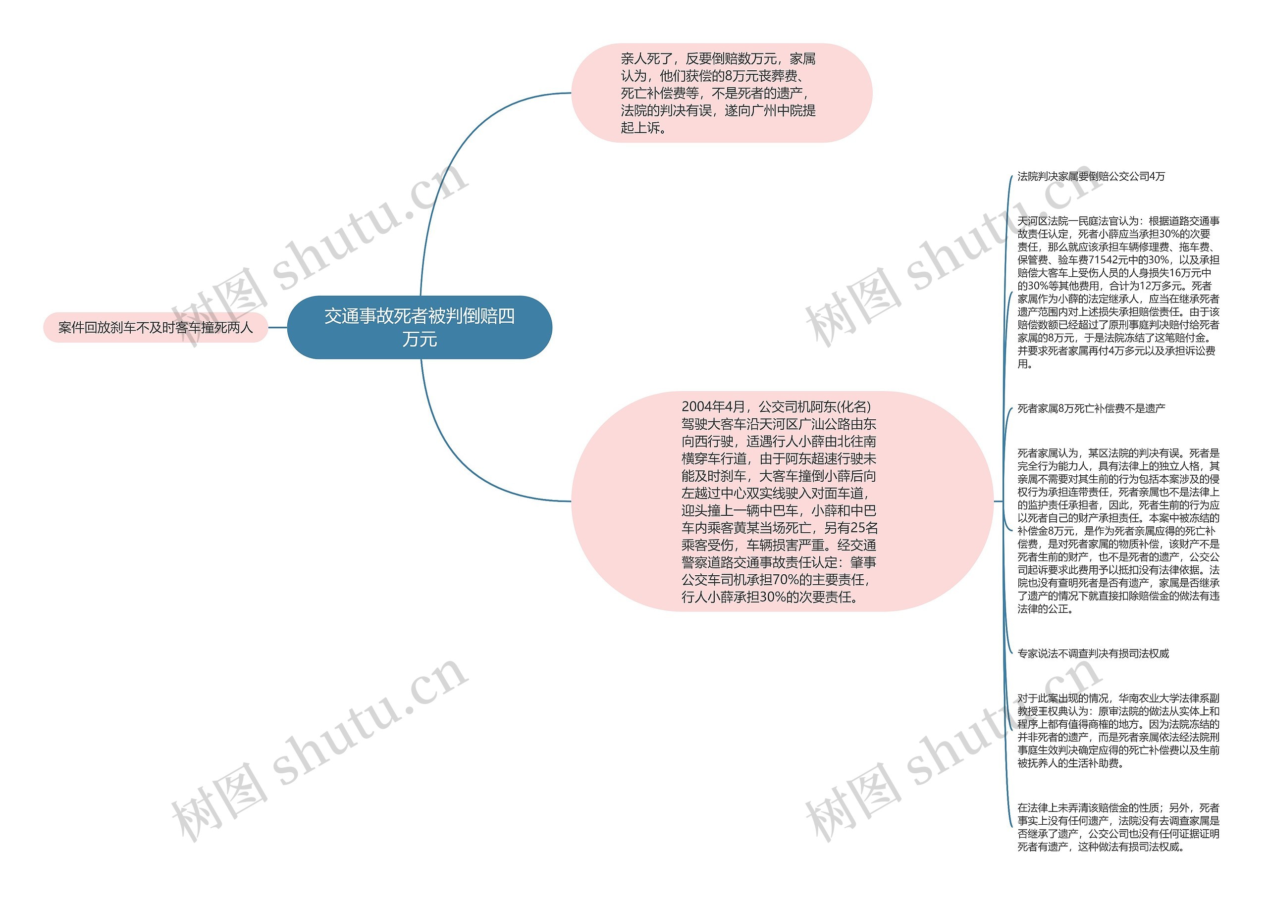 交通事故死者被判倒赔四万元思维导图