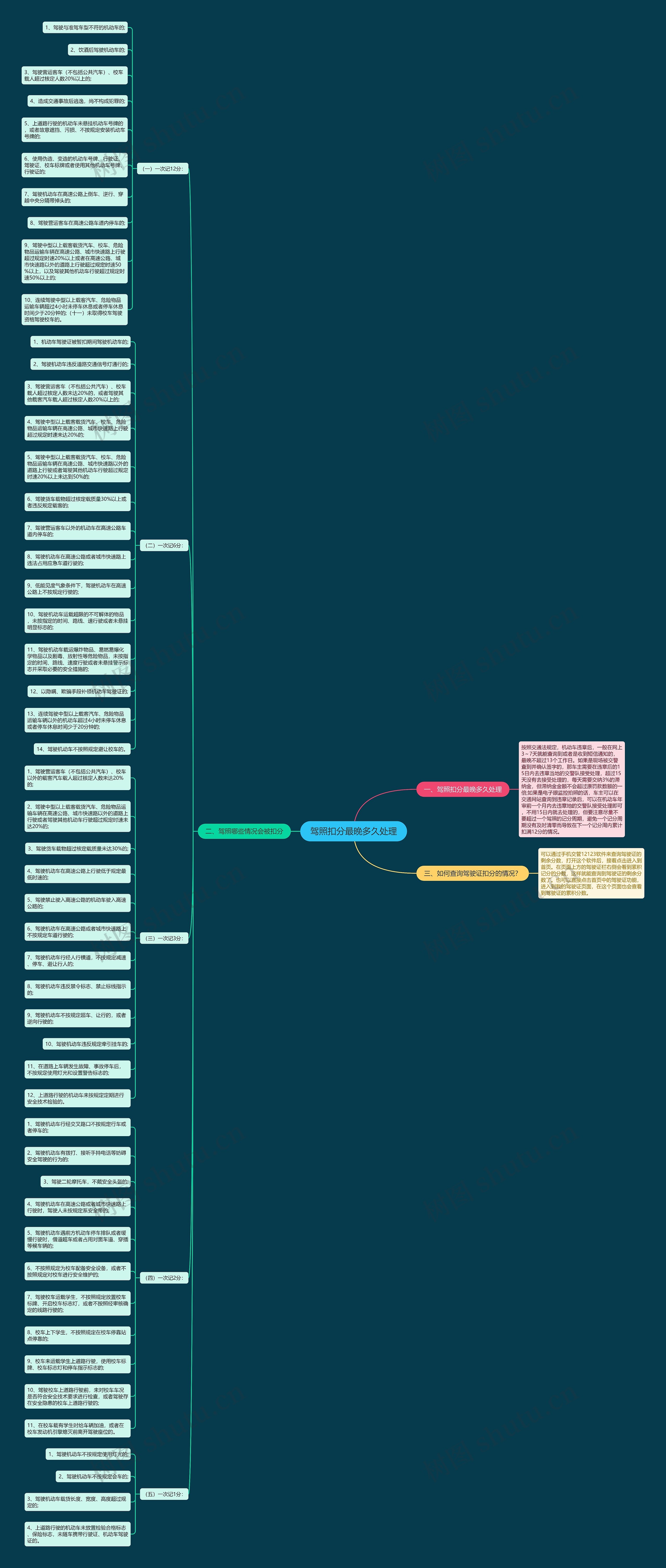 驾照扣分最晚多久处理思维导图