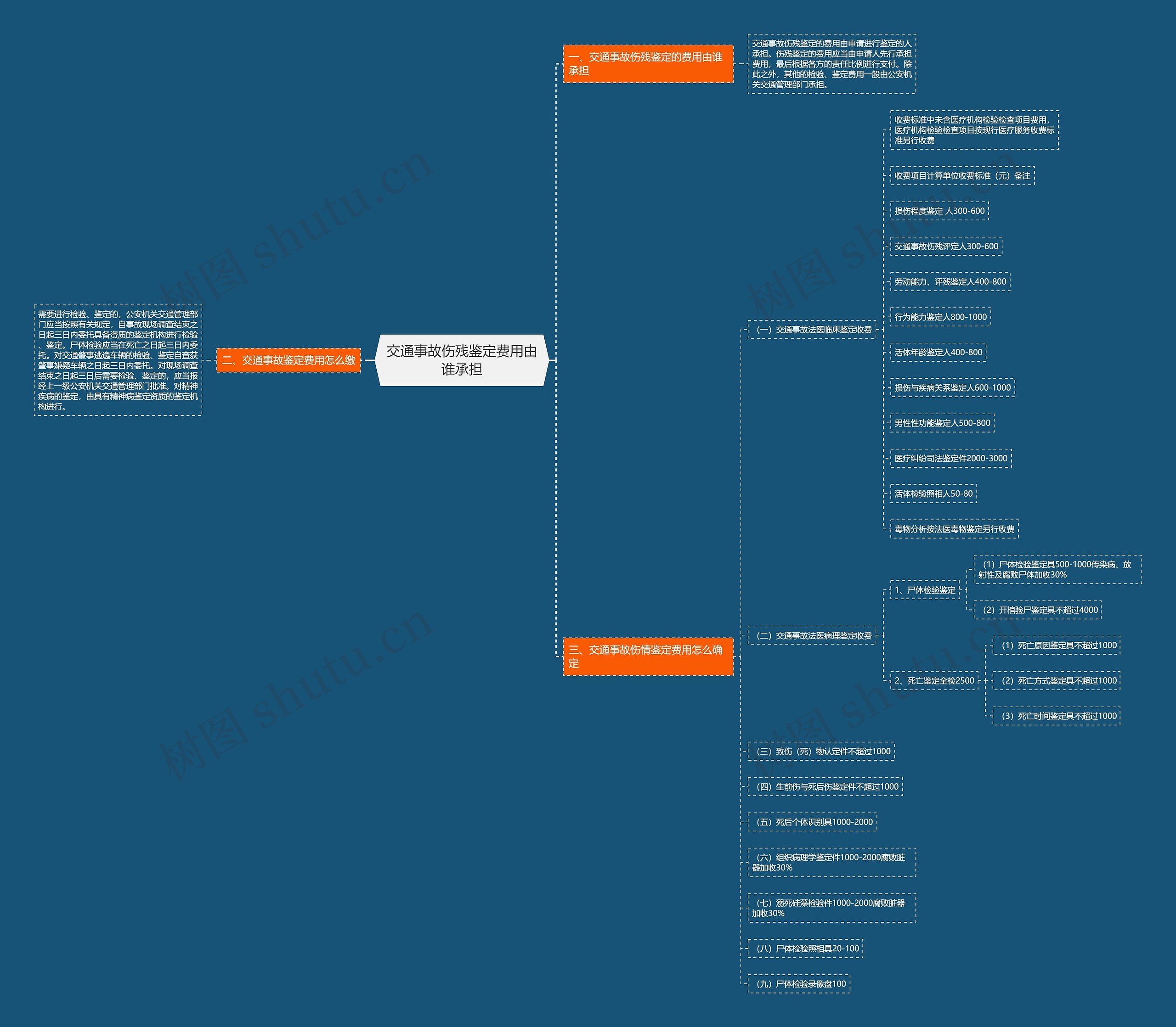 交通事故伤残鉴定费用由谁承担思维导图