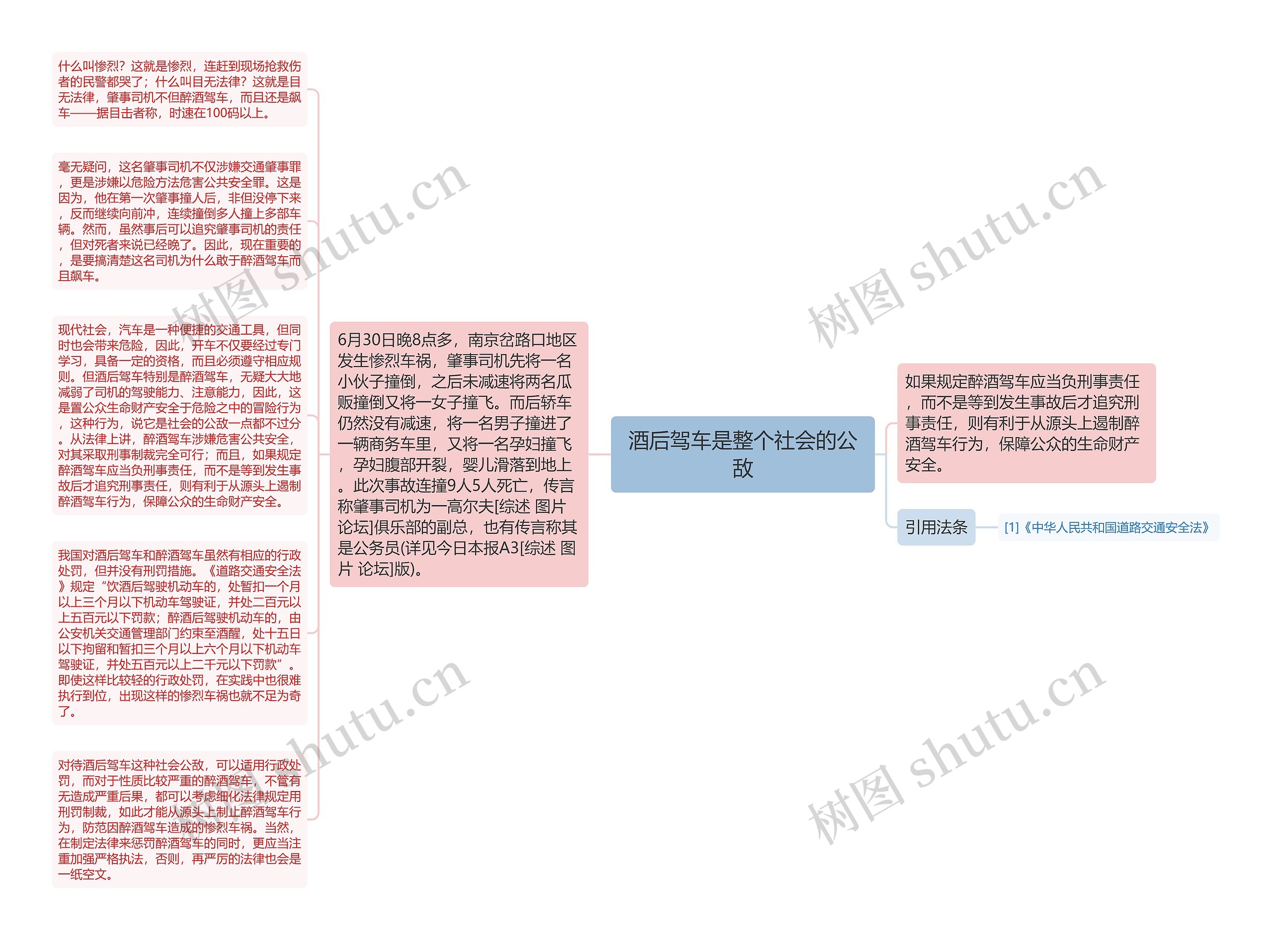 酒后驾车是整个社会的公敌思维导图