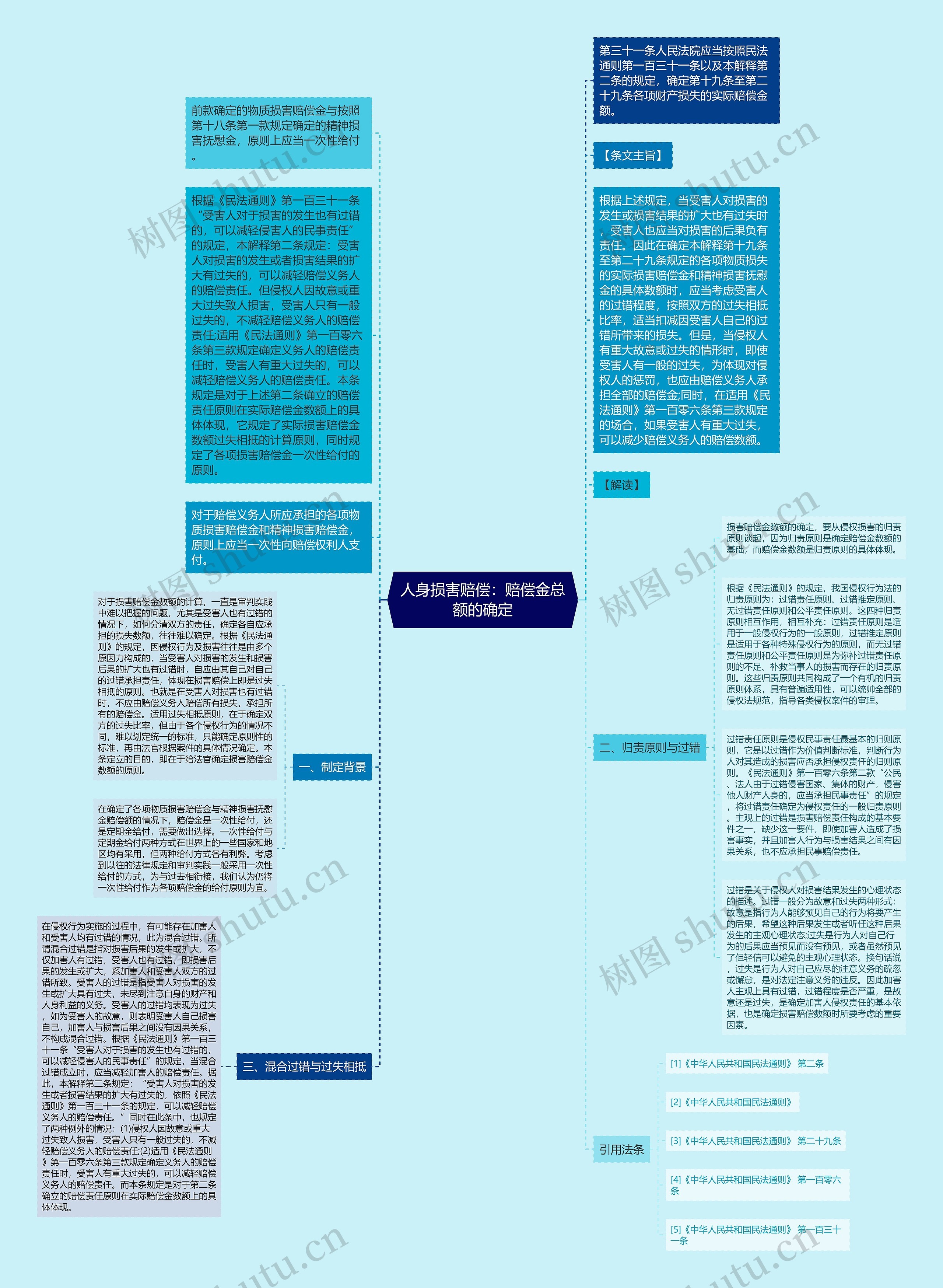 人身损害赔偿：赔偿金总额的确定思维导图