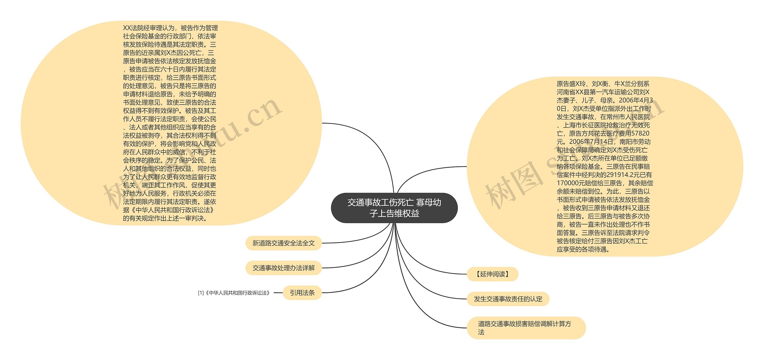 交通事故工伤死亡 寡母幼子上告维权益思维导图