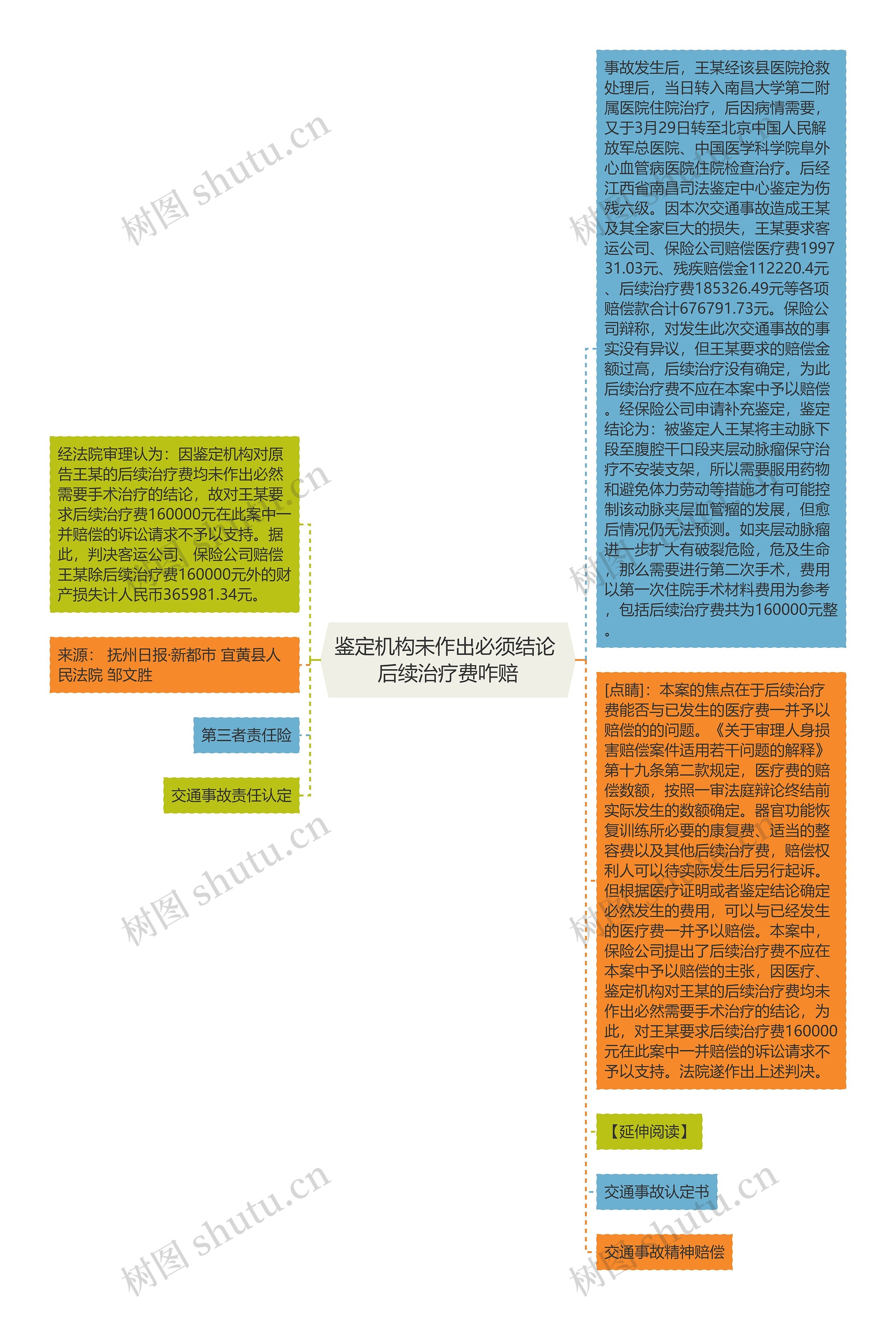 鉴定机构未作出必须结论 后续治疗费咋赔思维导图