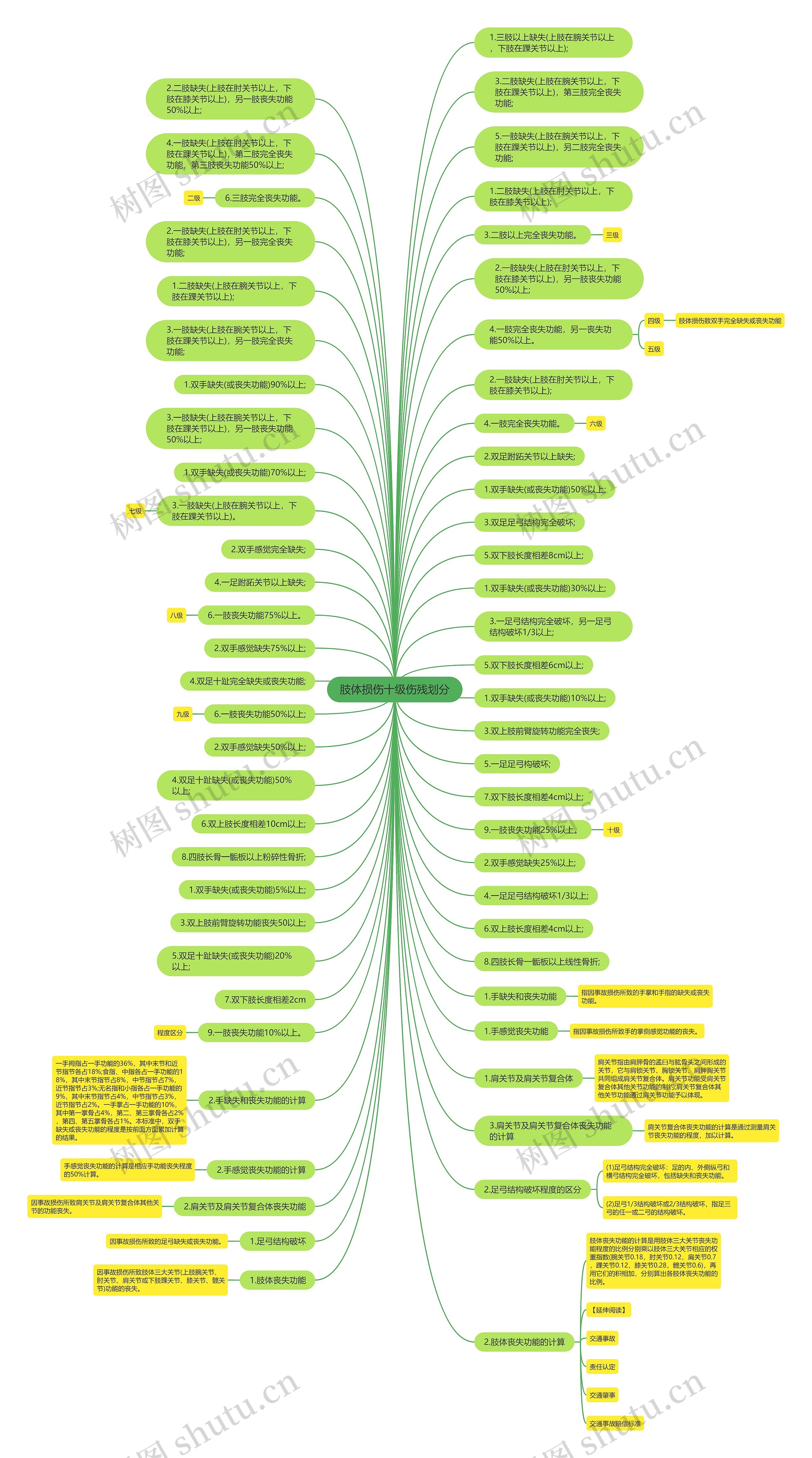 肢体损伤十级伤残划分思维导图