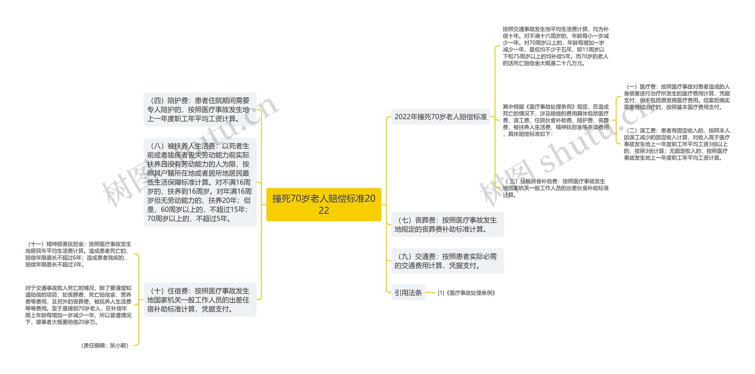 撞死70岁老人赔偿标准2022思维导图