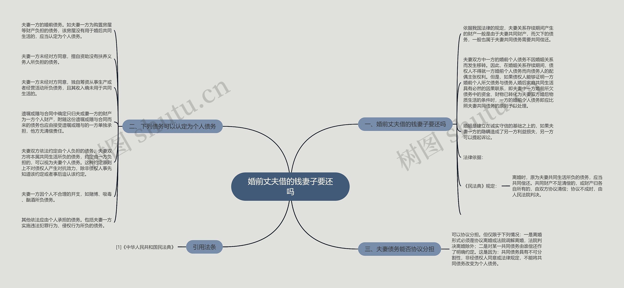 婚前丈夫借的钱妻子要还吗思维导图