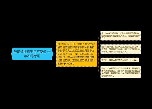 醉司机被拘半月不反省 十年不得考证