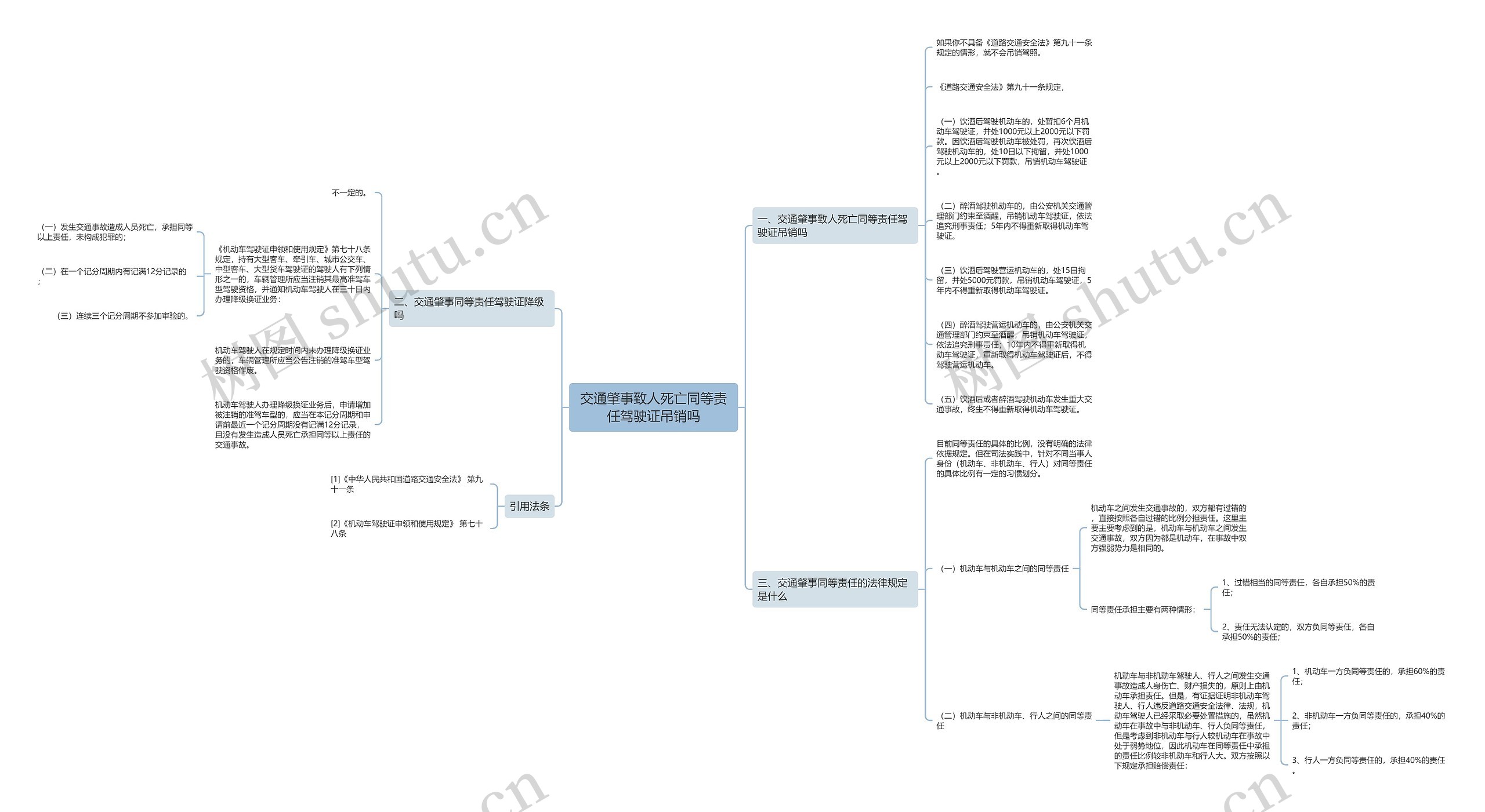 交通肇事致人死亡同等责任驾驶证吊销吗思维导图