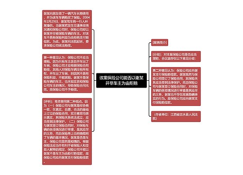 该案保险公司能否以谢某并非车主为由拒赔