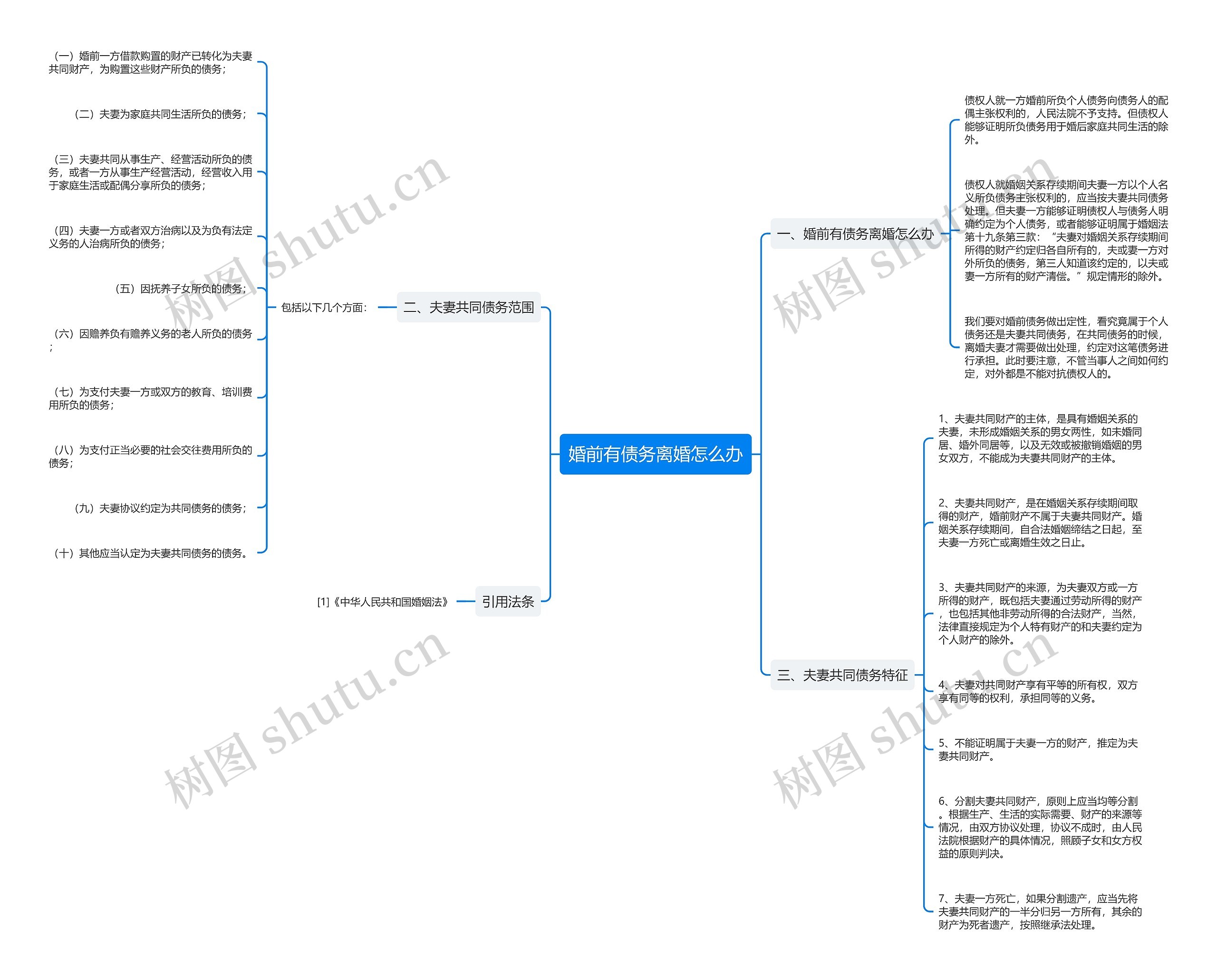 婚前有债务离婚怎么办思维导图