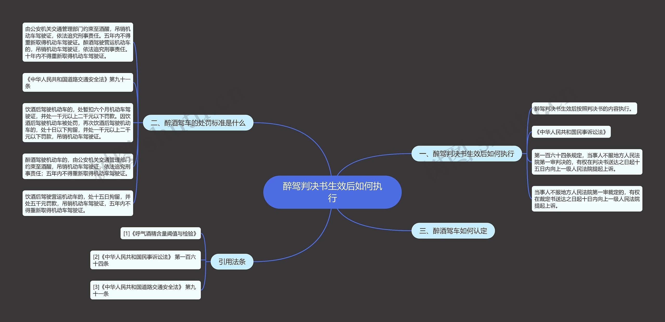 醉驾判决书生效后如何执行思维导图